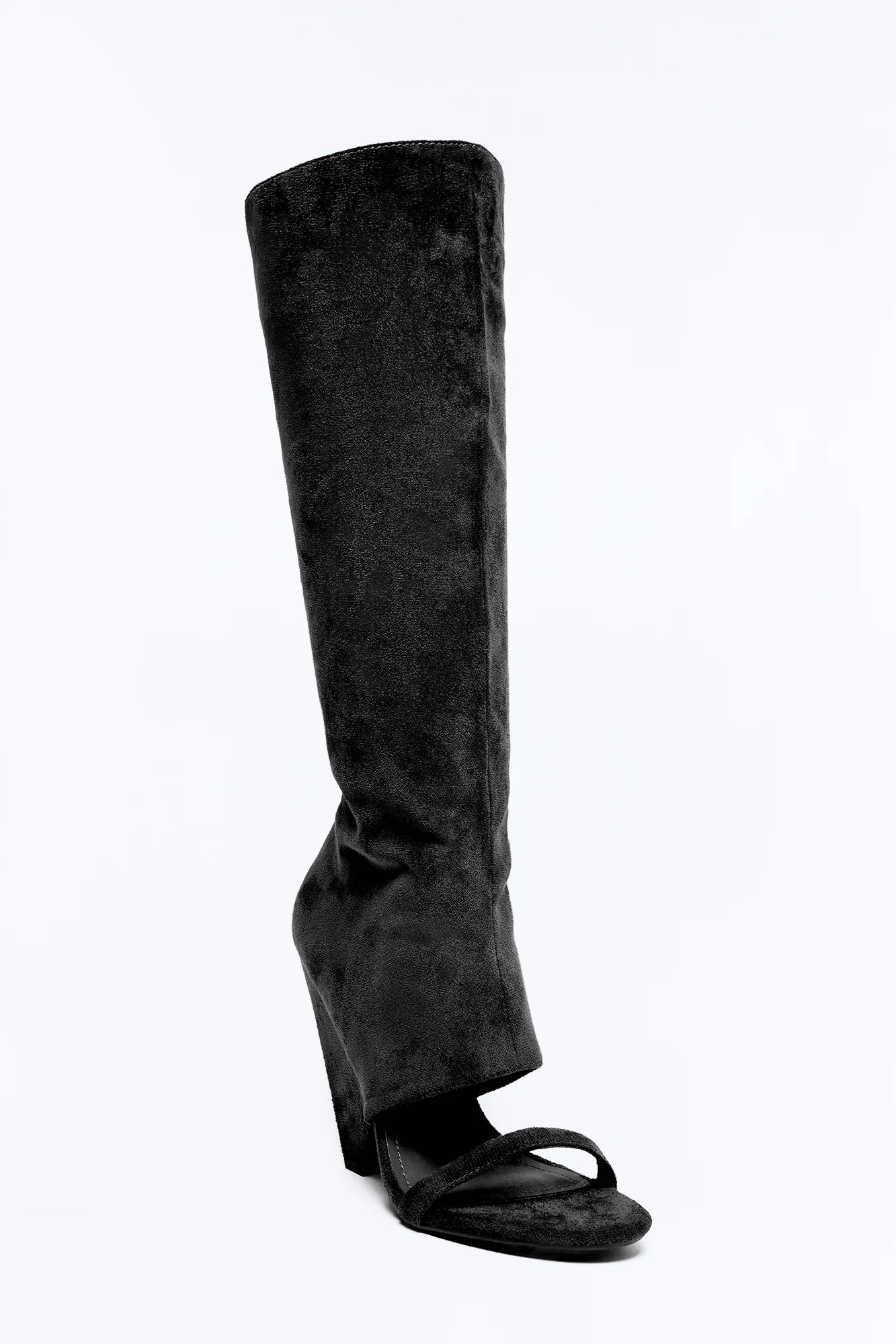 Mavey Suede Overlay Heels - Black - Image 2
