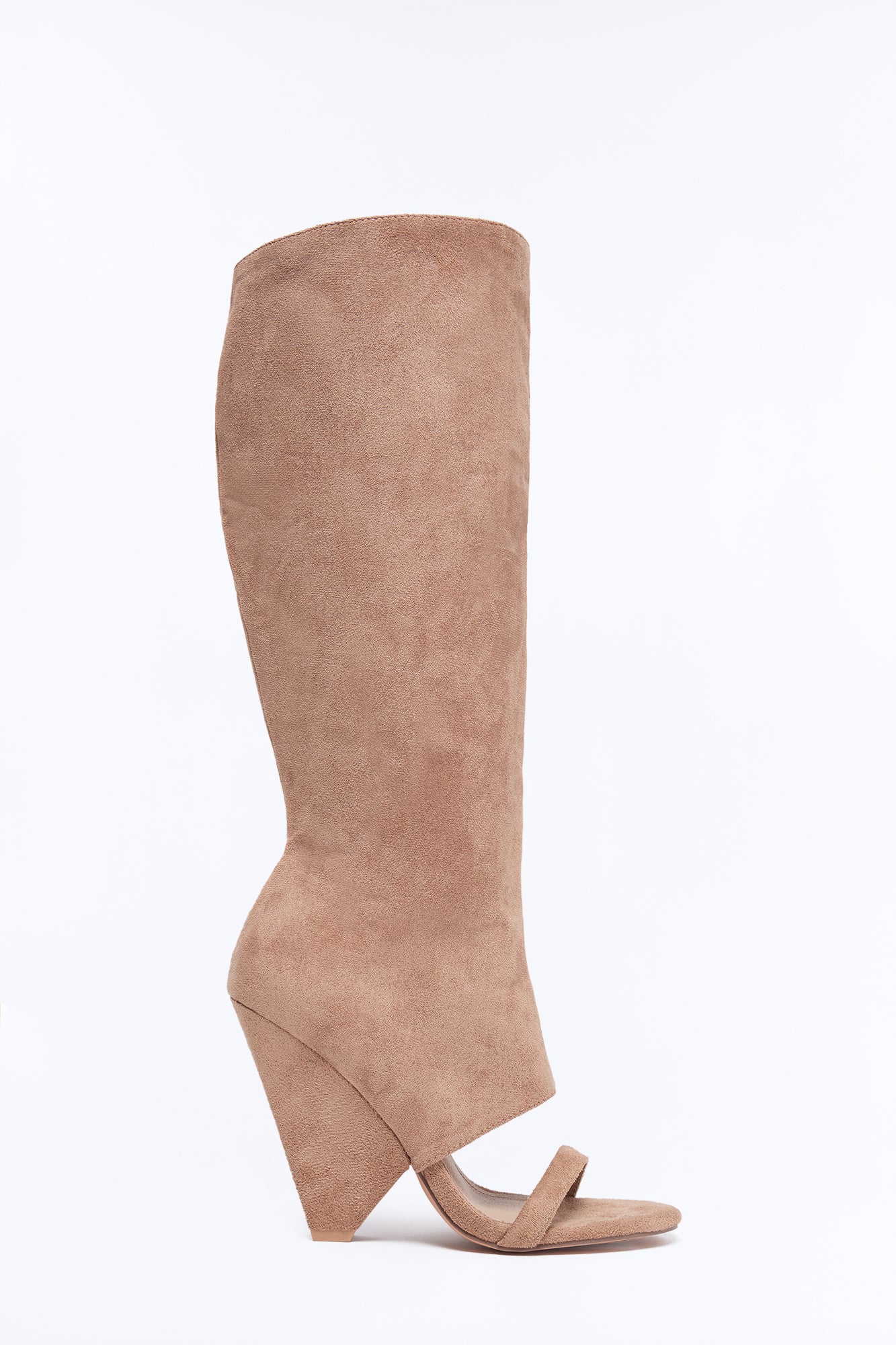 Mavey Suede Overlay Heels - Nude