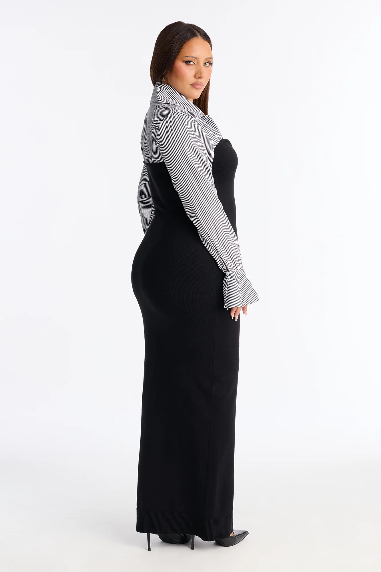 Maya Stripe Sweater Maxi Dress - Black/combo - Image 4
