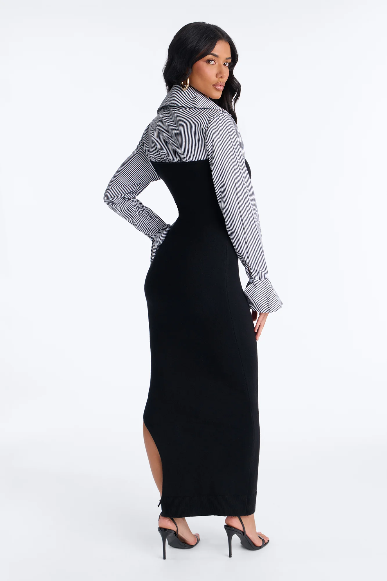 Maya Stripe Sweater Maxi Dress - Black/combo - Image 7