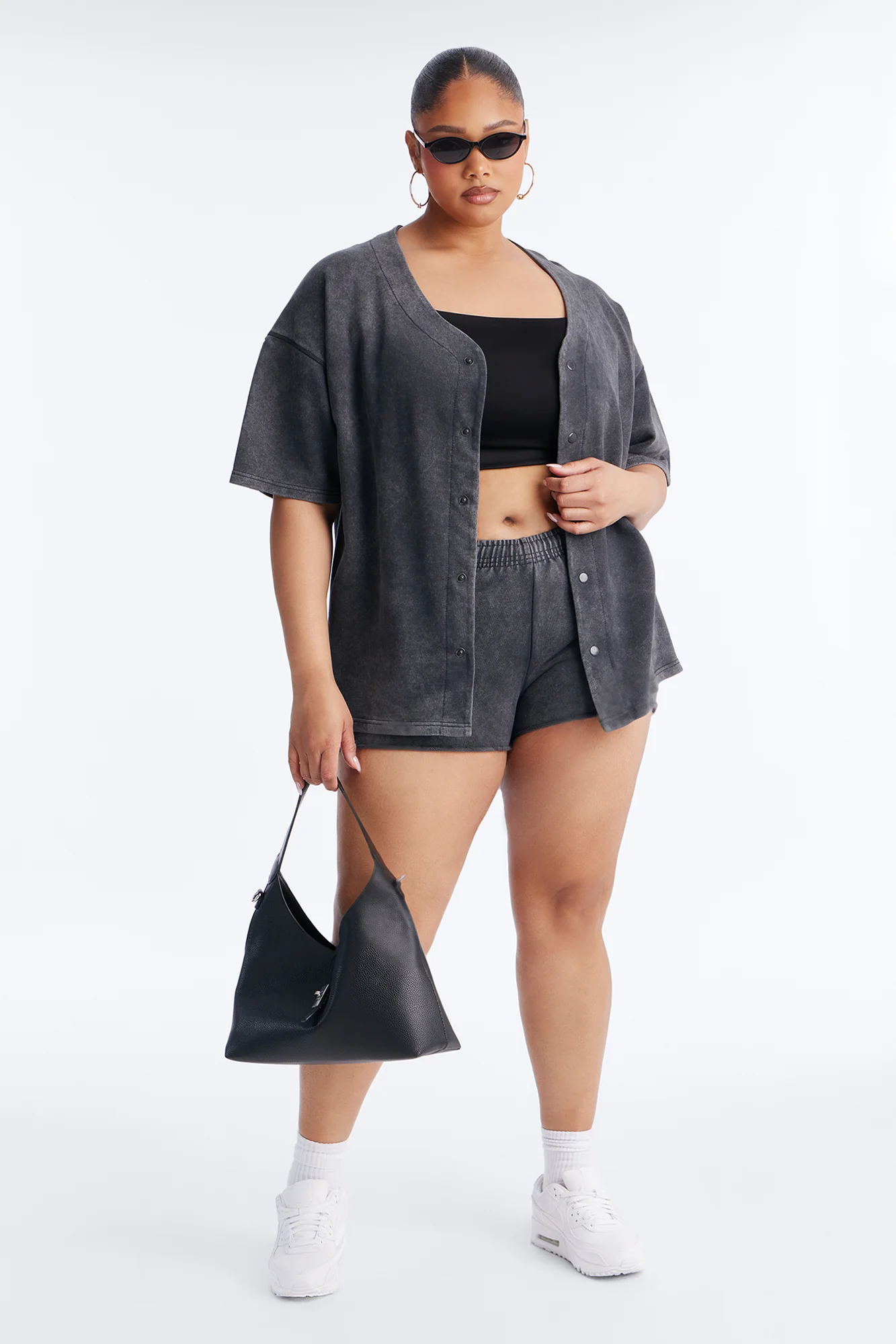 Maya Washed Micro Sweatshorts - Charcoal - Image 5