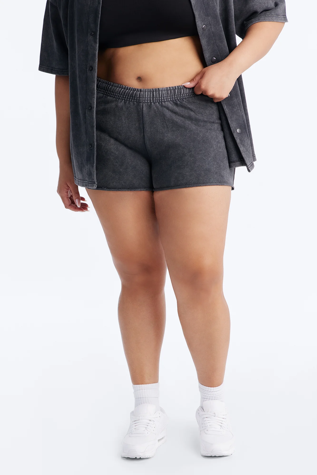 Maya Washed Micro Sweatshorts - Charcoal - Image 6