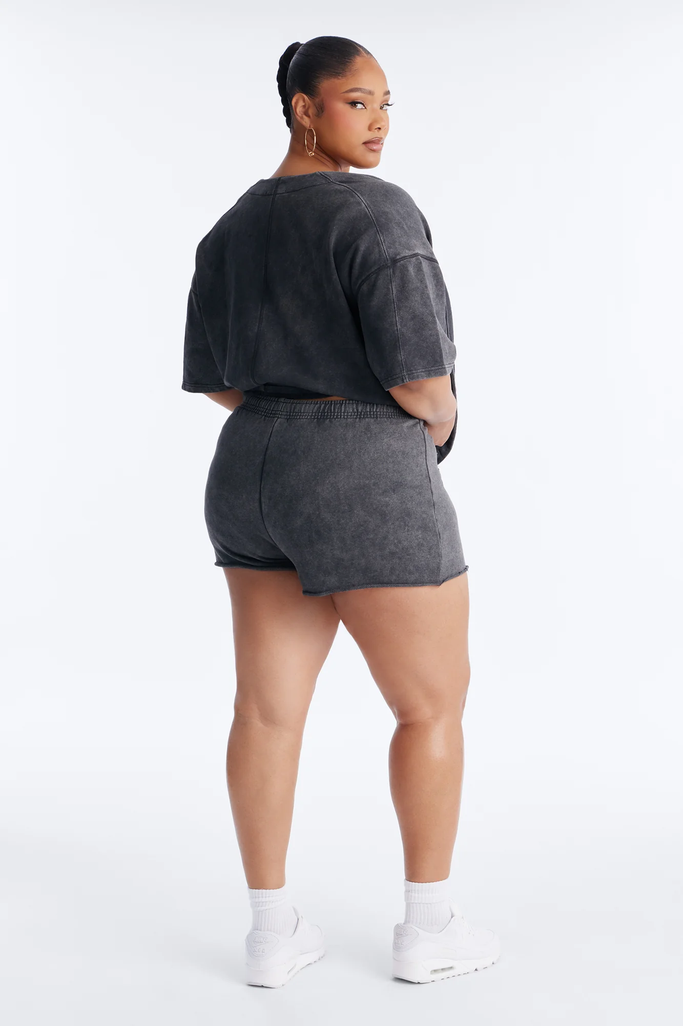 Maya Washed Micro Sweatshorts - Charcoal - Image 8