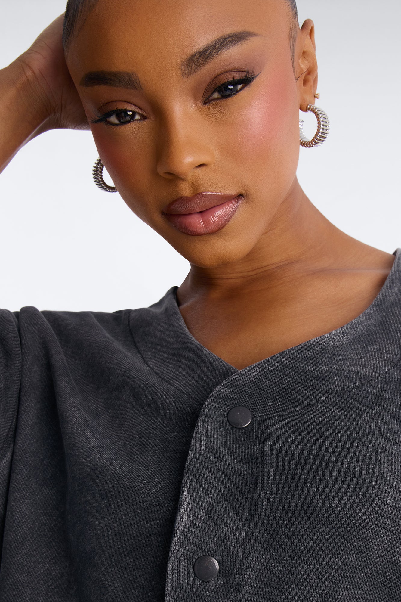 Maya Washed Oversized Shirt - Charcoal - Image 3