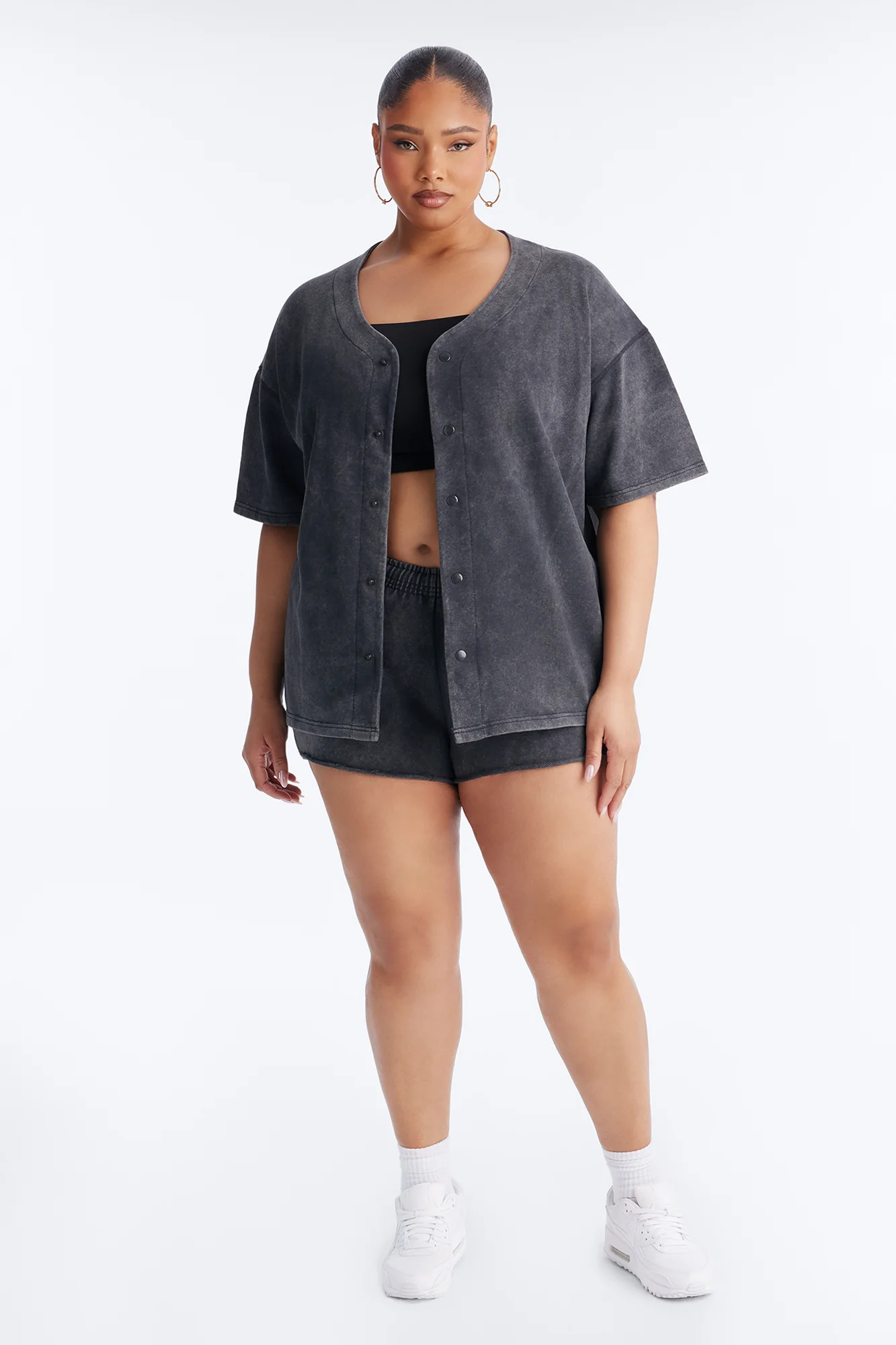 Maya Washed Oversized Shirt - Charcoal - Image 6