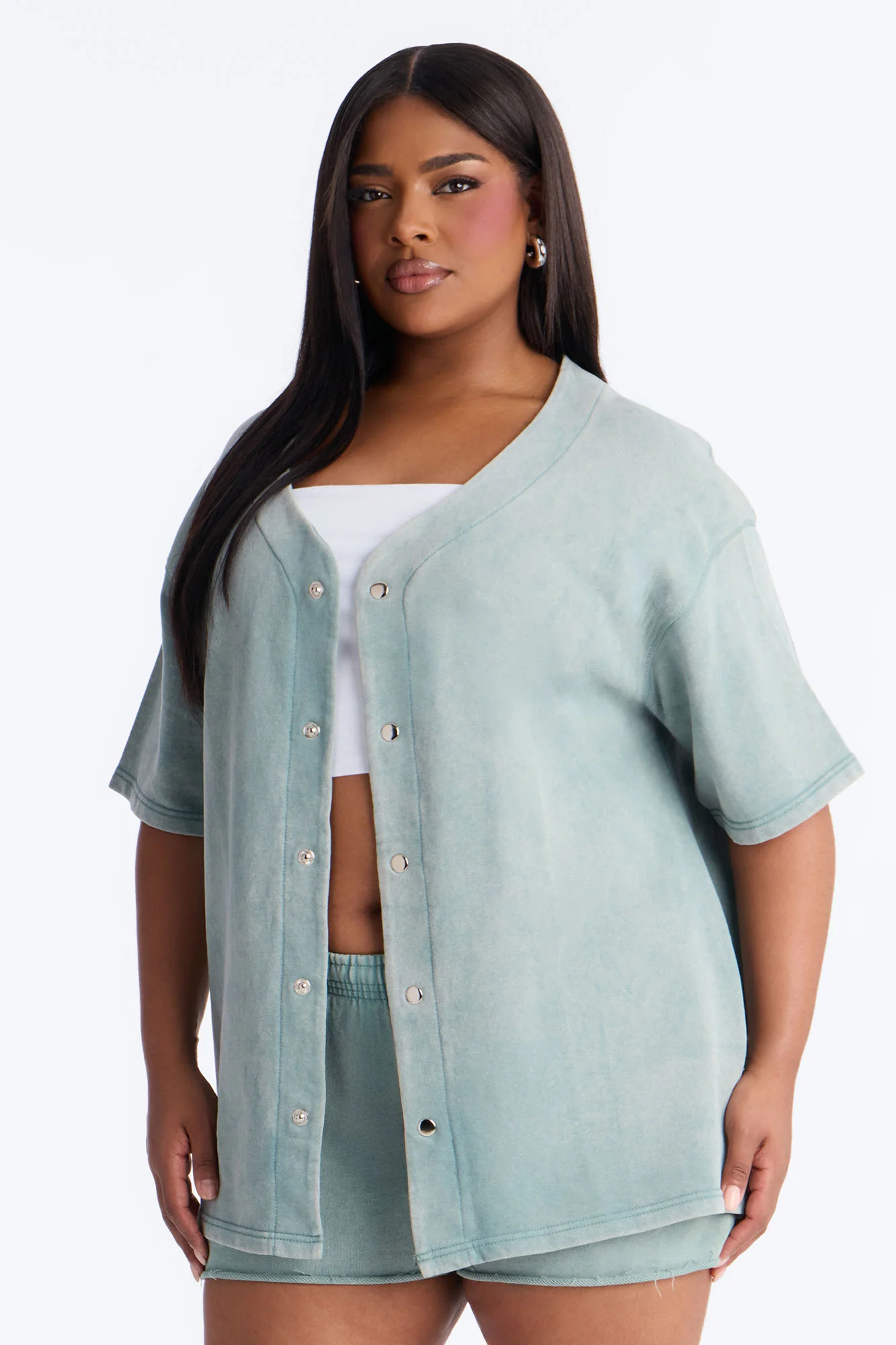 Maya Washed Oversized Shirt - Sage - Image 4