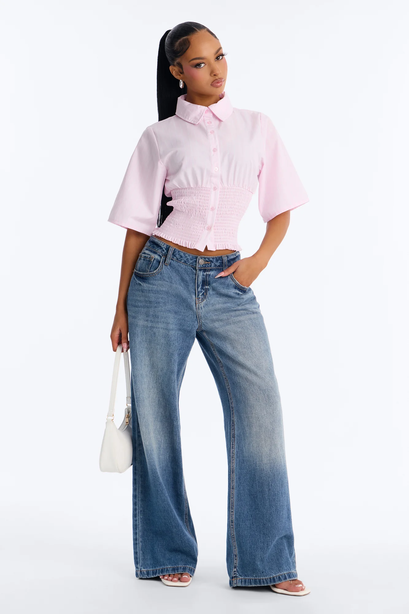 Mckenna Smocked Pinstripe Poplin Shirt - Pink/combo - Image 2