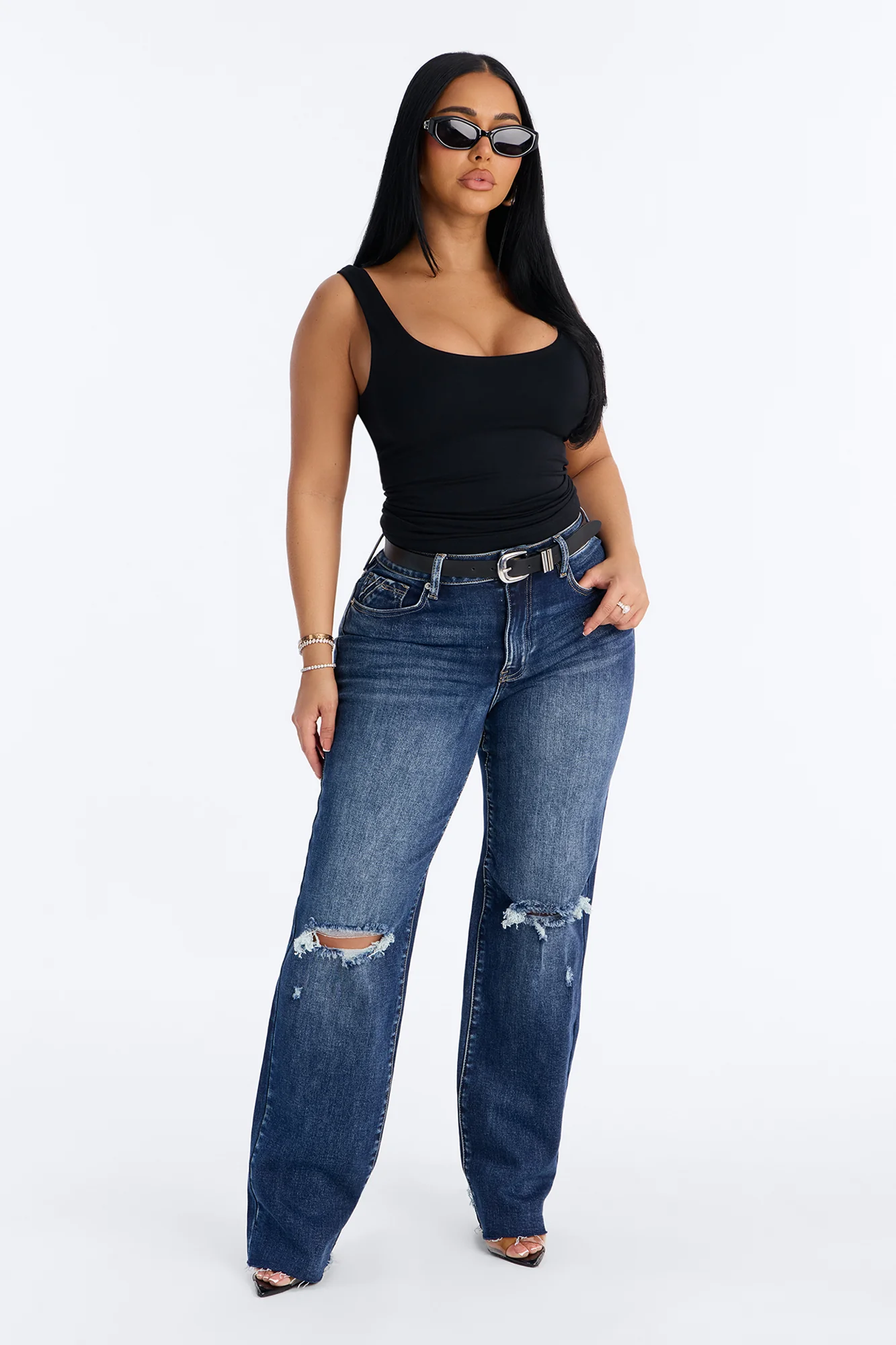 Meadow Lane Stretch Straight Leg Jeans - Medium Wash