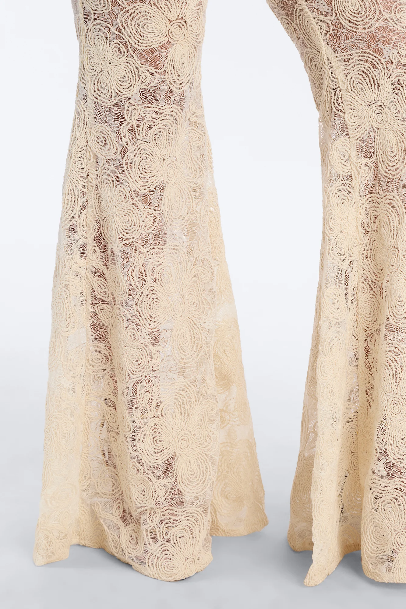 Meena Lace Flare Jumpsuit - Ivory - Image 3