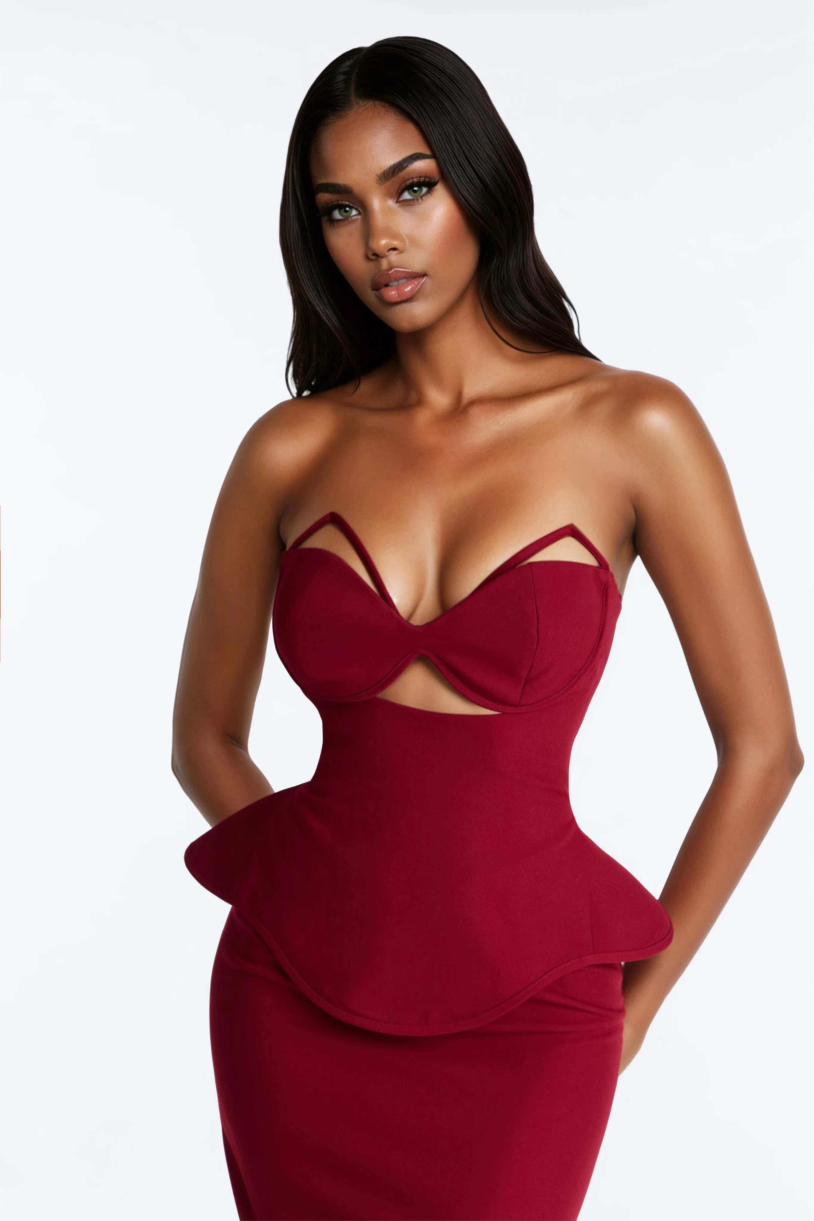 Meet Me There Cut Out Maxi Gown - DarkRed - Image 2