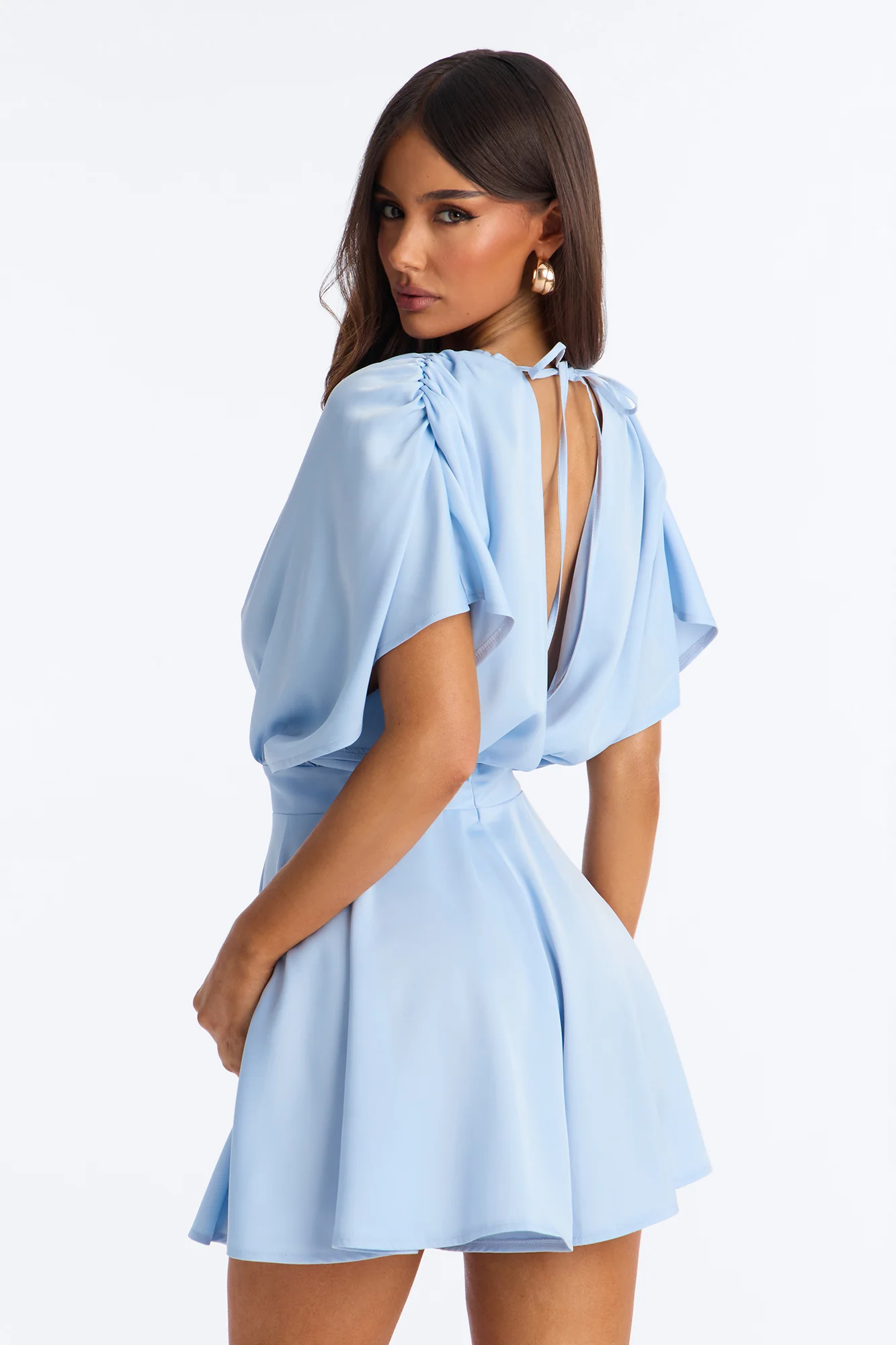 Mekenzy Satin Plunge Romper - Dusty Blue - Image 4