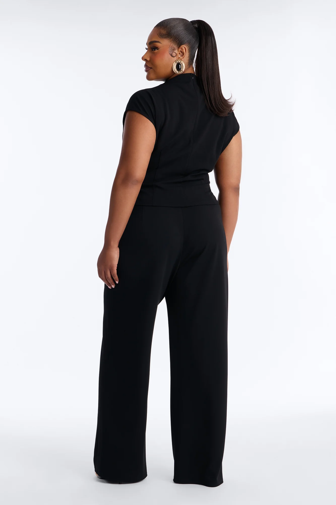 Melanie High Neck Trouser Pant Set - Black - Image 8