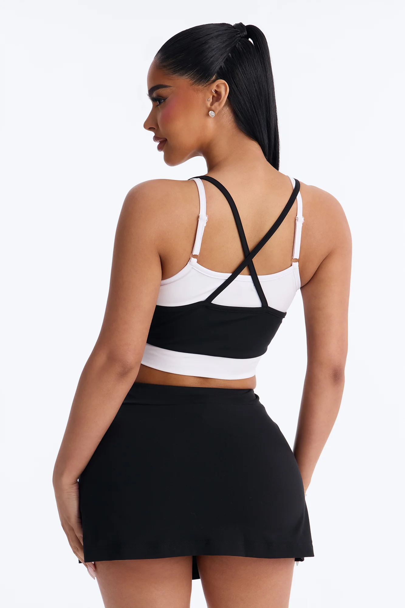 Melinda Tank And Mini Skort Set - Black/White - Image 4