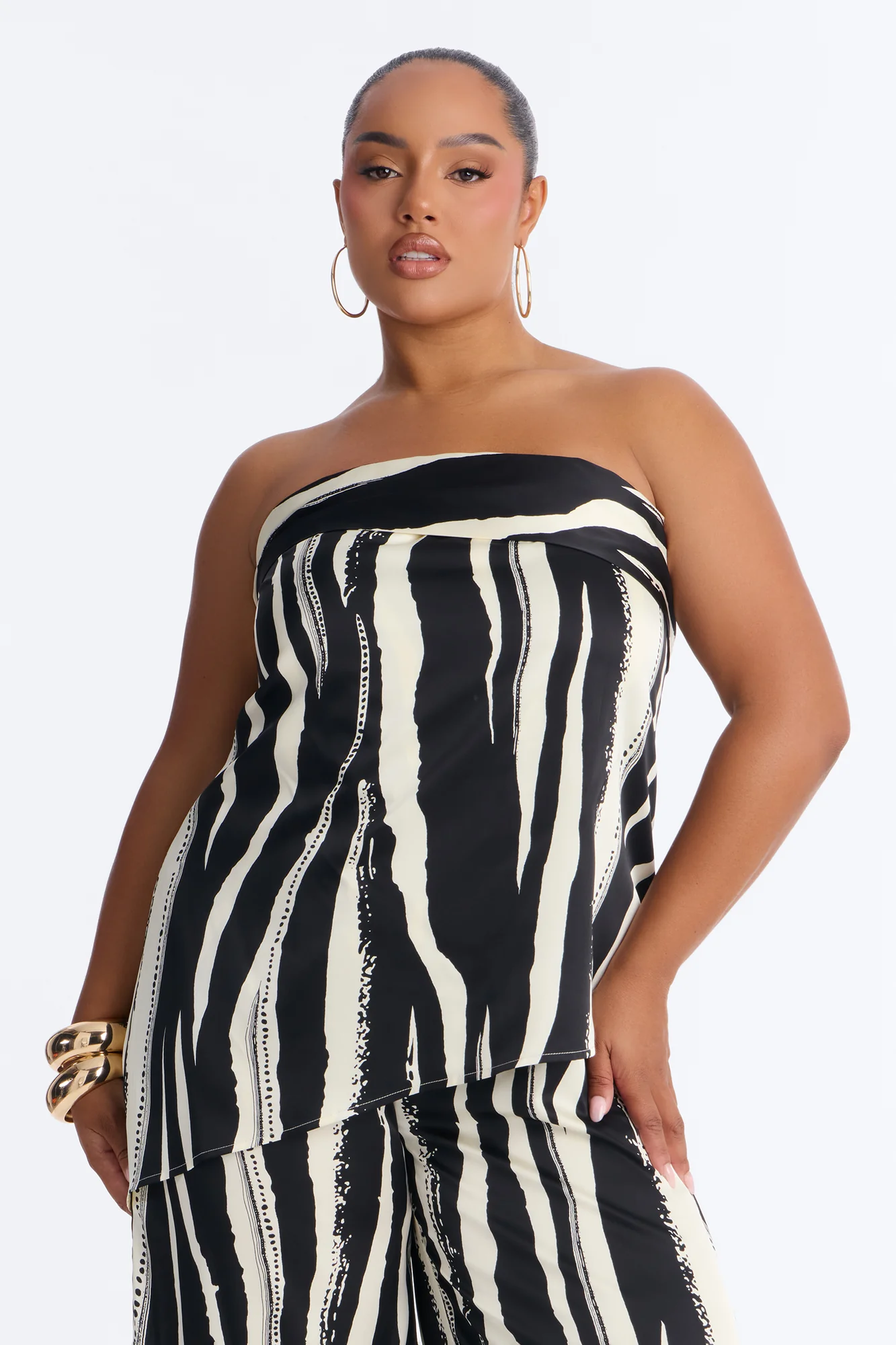 Mella Draped Wide Leg Jumpsuit - Black/White - Image 6