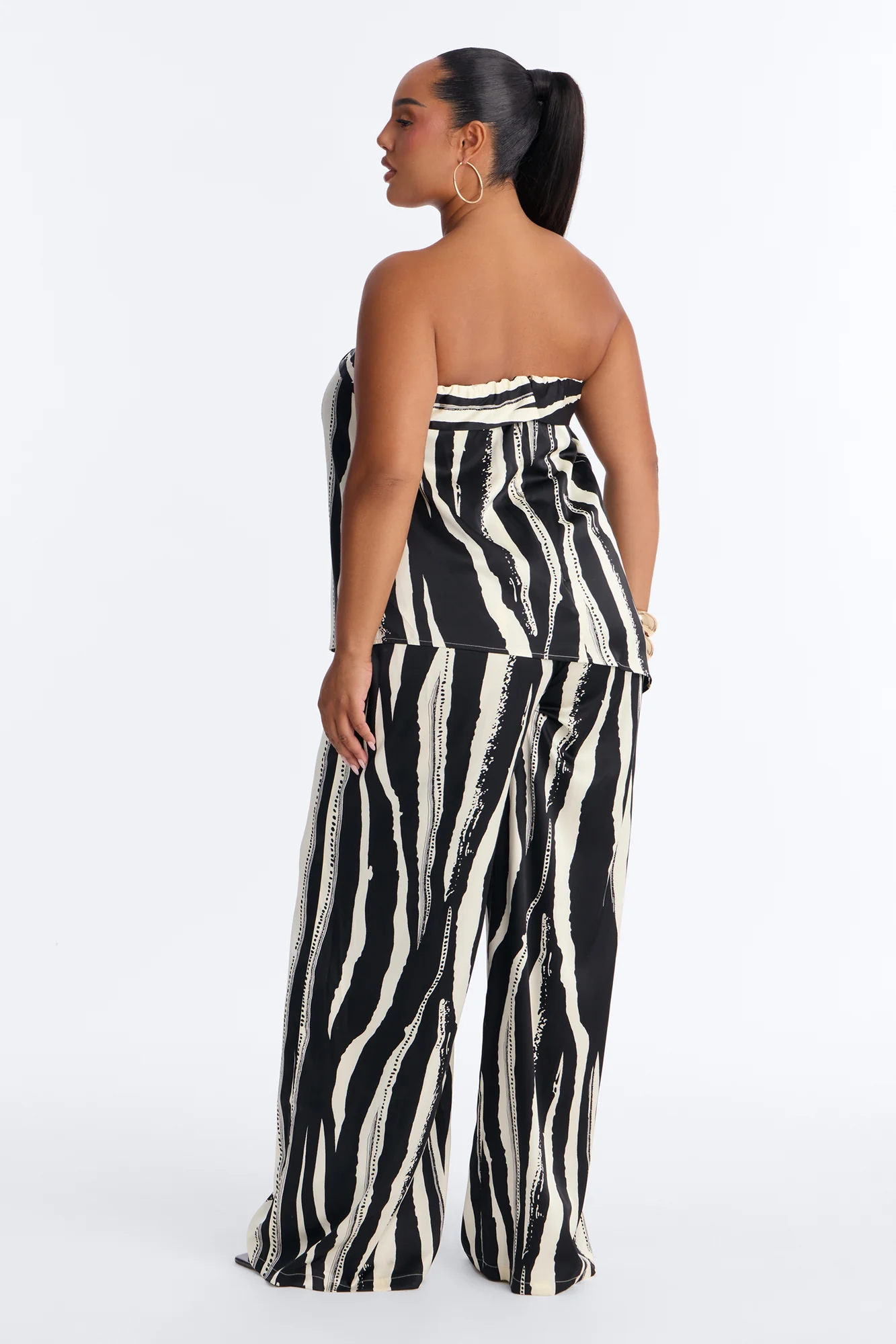 Mella Draped Wide Leg Jumpsuit - Black/White - Image 7