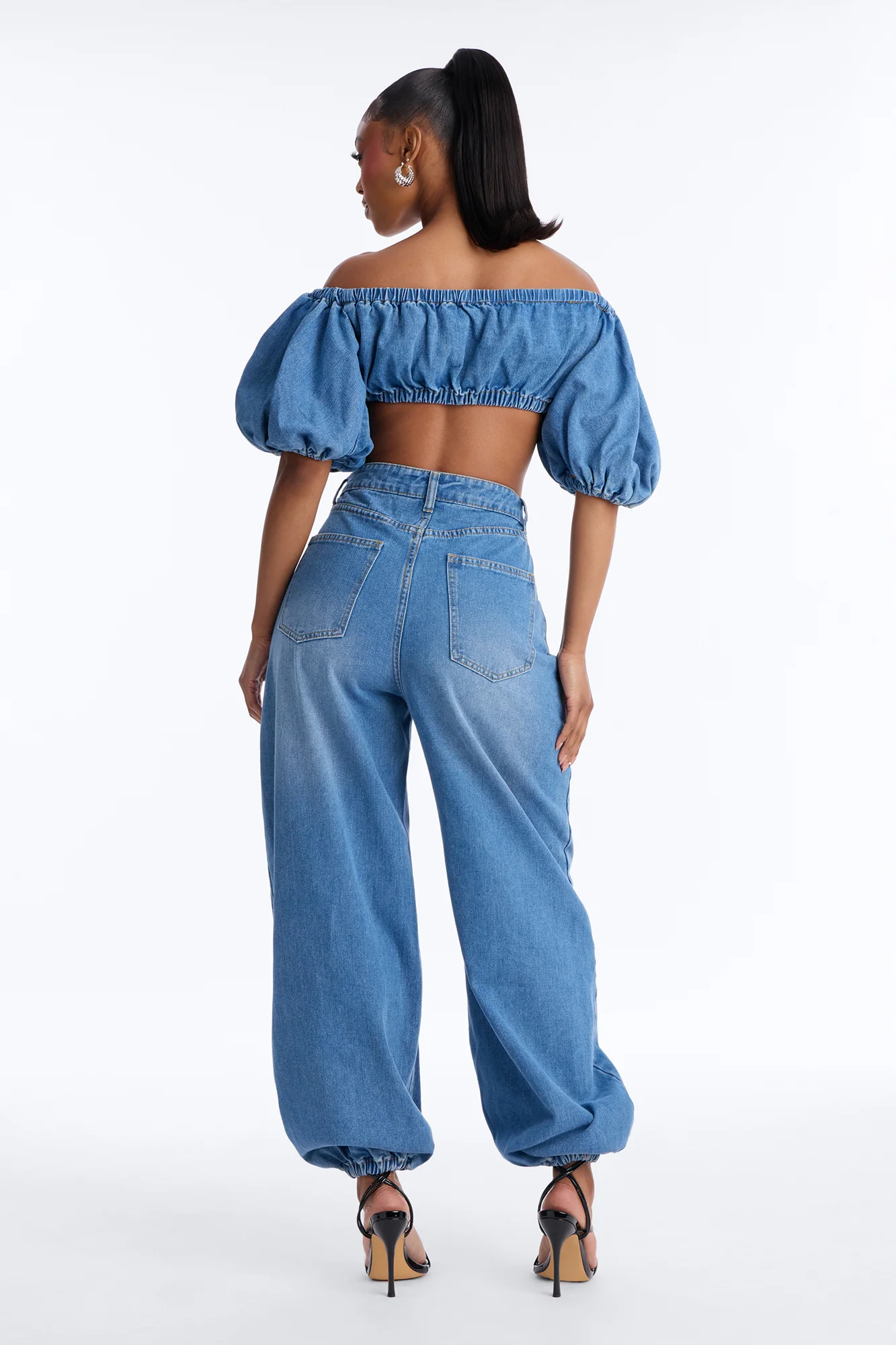 Melody Denim Jogger Pant Set - Medium Wash - Image 4