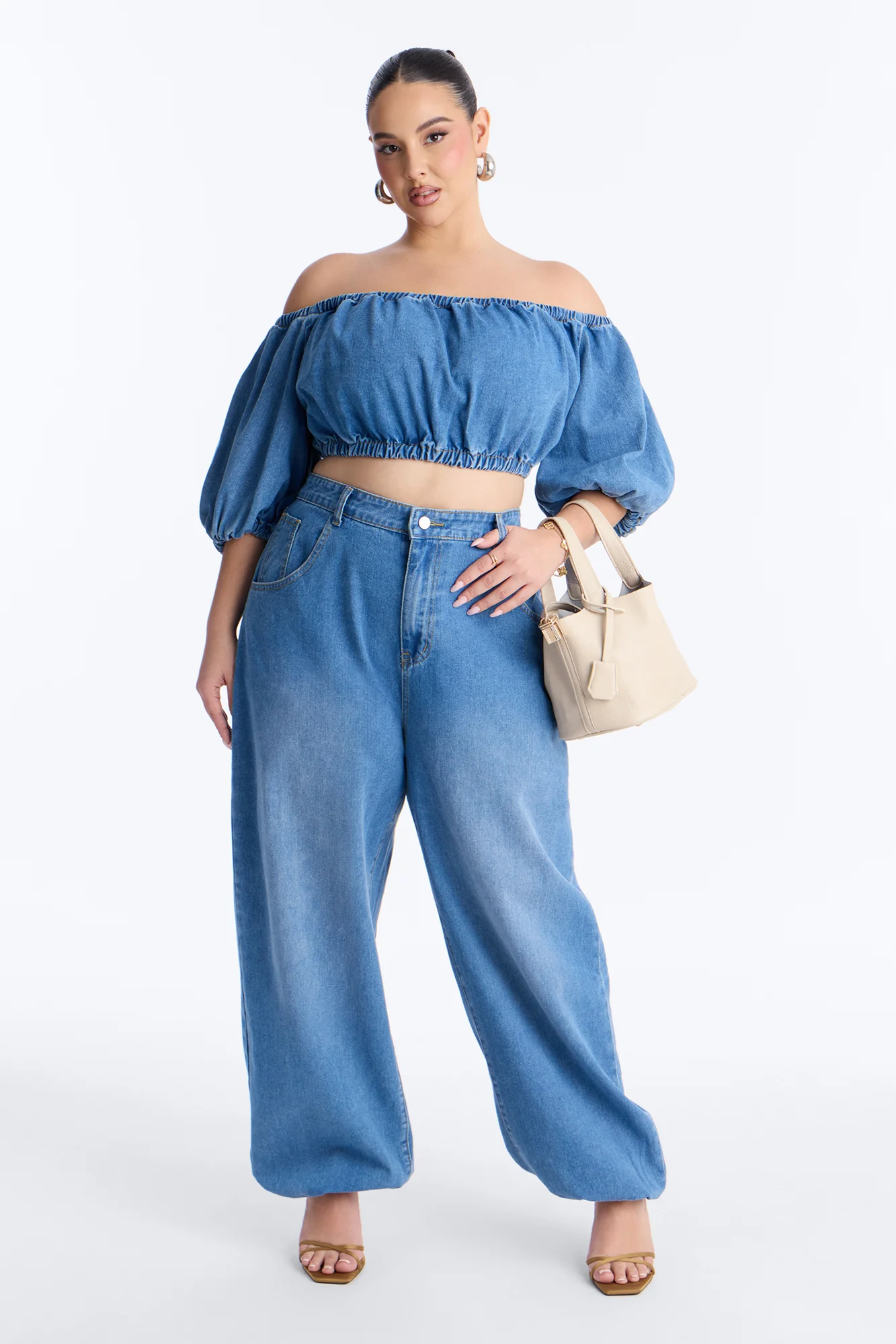 Melody Denim Jogger Pant Set - Medium Wash - Image 5