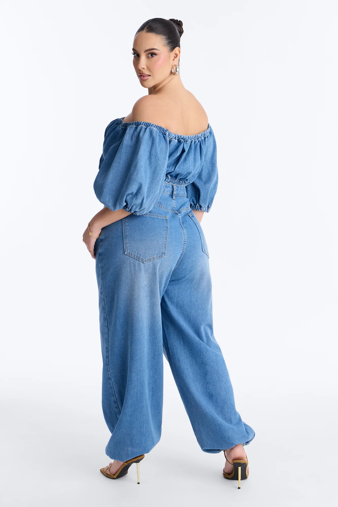 Melody Denim Jogger Pant Set - Medium Wash - Image 8