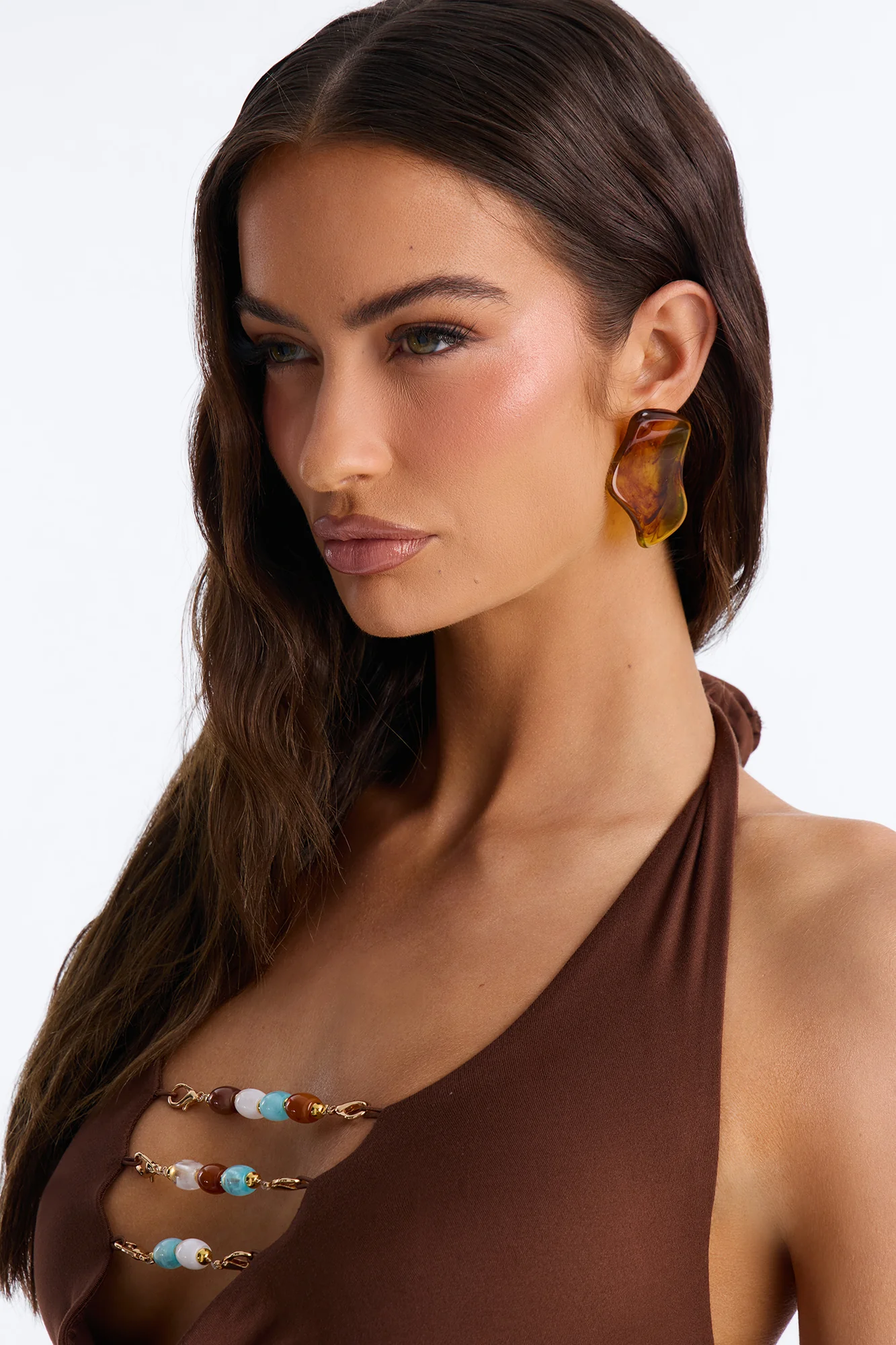 Melted Mocha Drop Earrings - Brown - Image 2