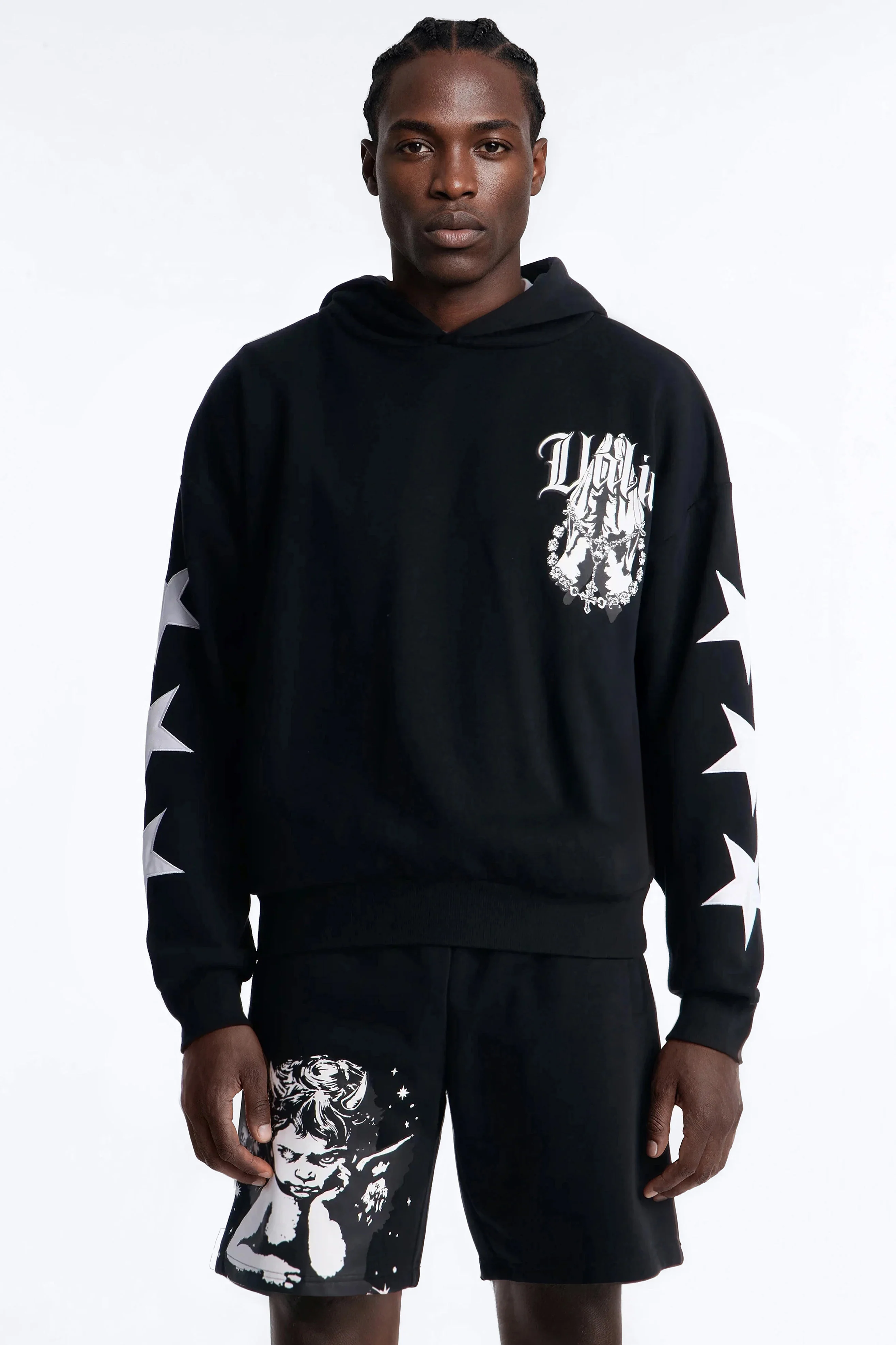 Menace Sent Embroidery Hoodie - Black - Image 3