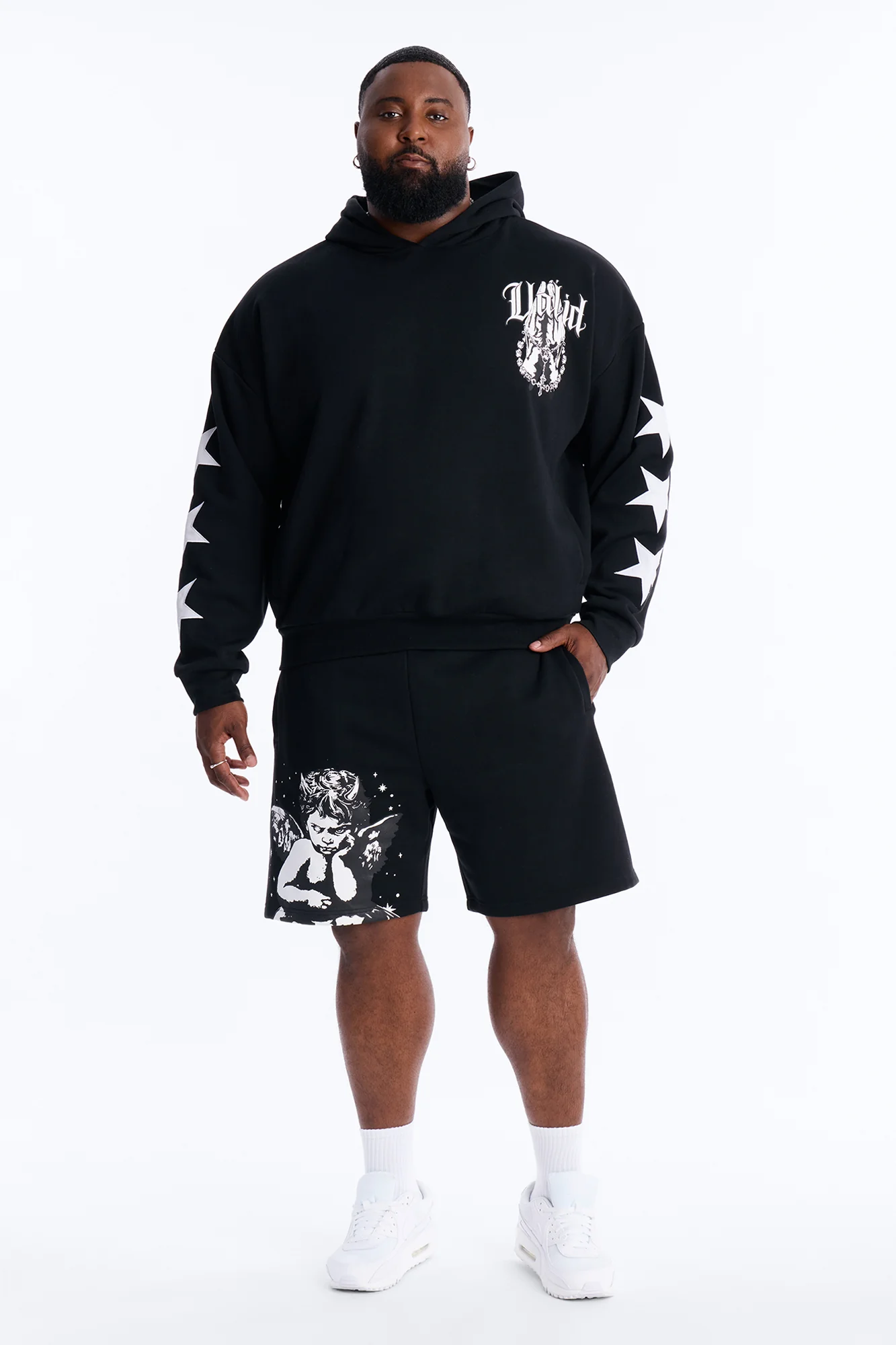 Menace Sent Embroidery Sweatshorts - Black - Image 6