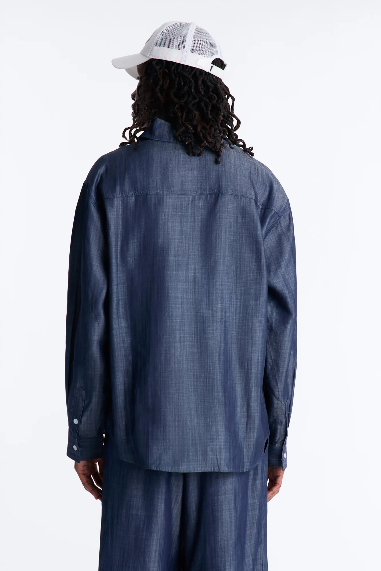 Mercer Gates Relaxed Button Up Shirt - Indigo - Image 4