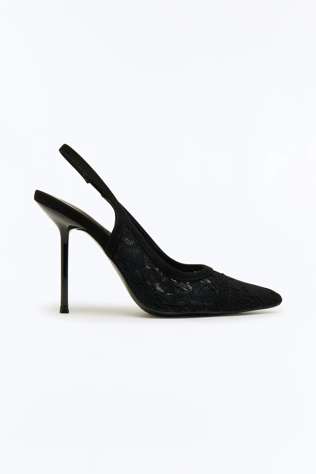 Meryl Lace Slingback Pumps - Black