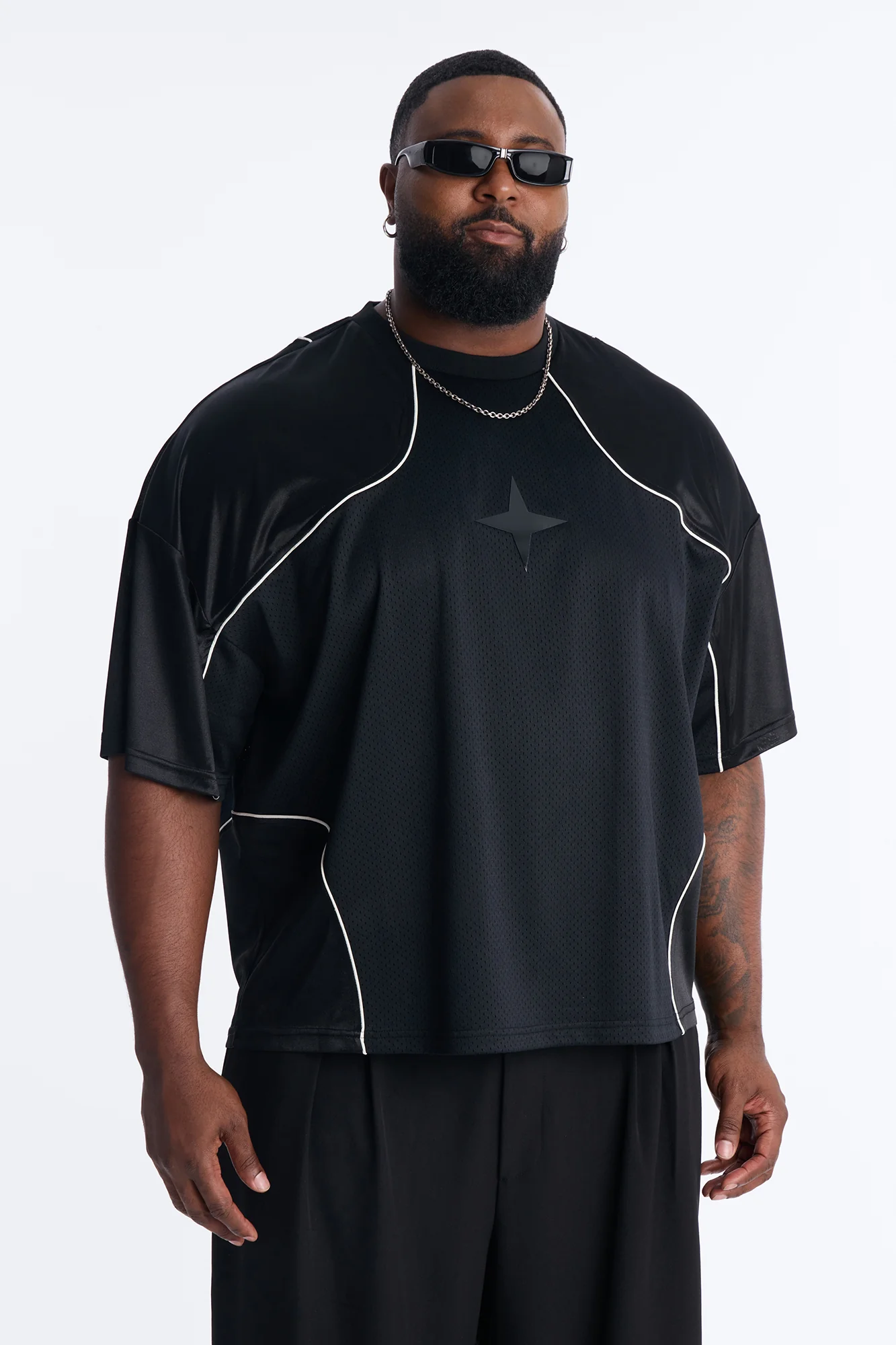 Boxy Mesh Core Reflect Jersey Shirt - Black - Image 4