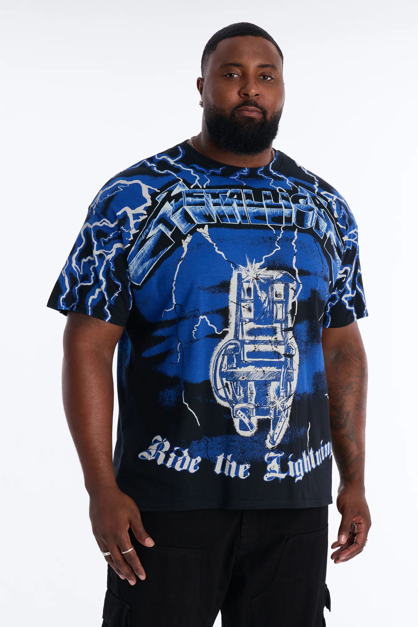 Metallica Ride The Lightning All Over Print Short Sleeve Tee - Black - Image 5