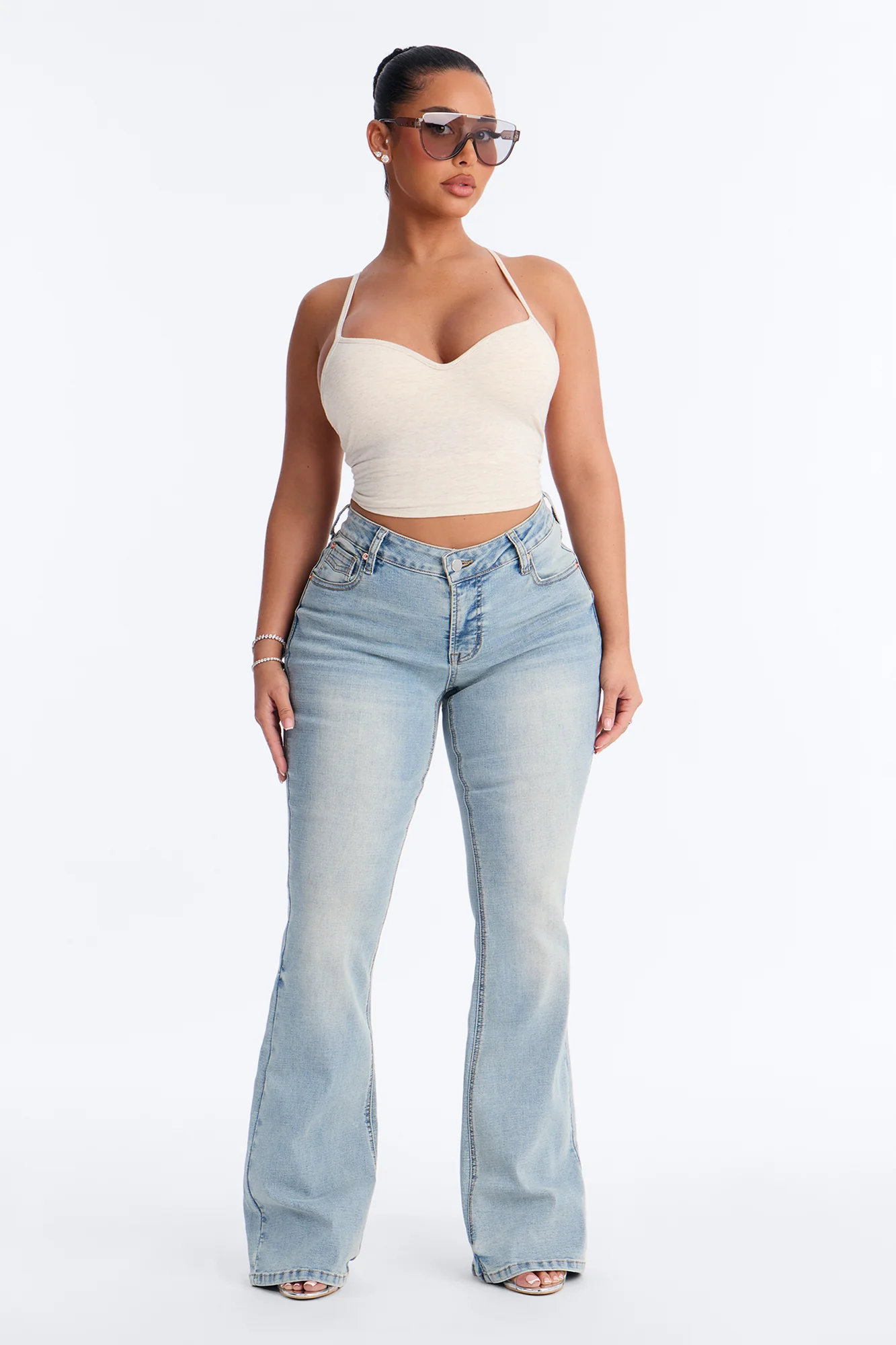Mia Padded Sweetheart Neck Cami - Oatmeal - Image 2