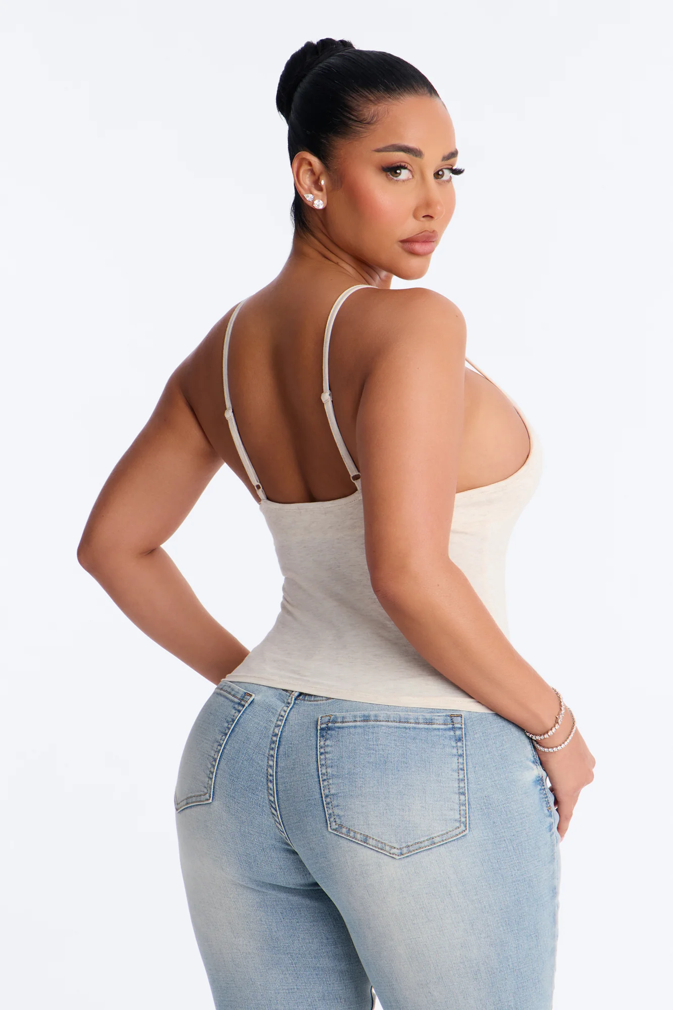 Mia Padded Sweetheart Neck Cami - Oatmeal - Image 3