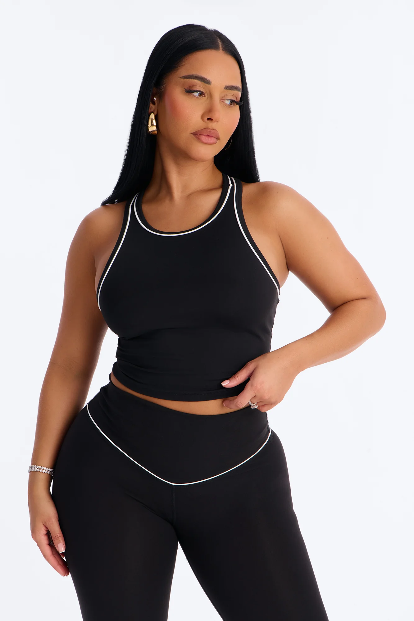 Mia Tricot Lounge Sports Tank Top - Black