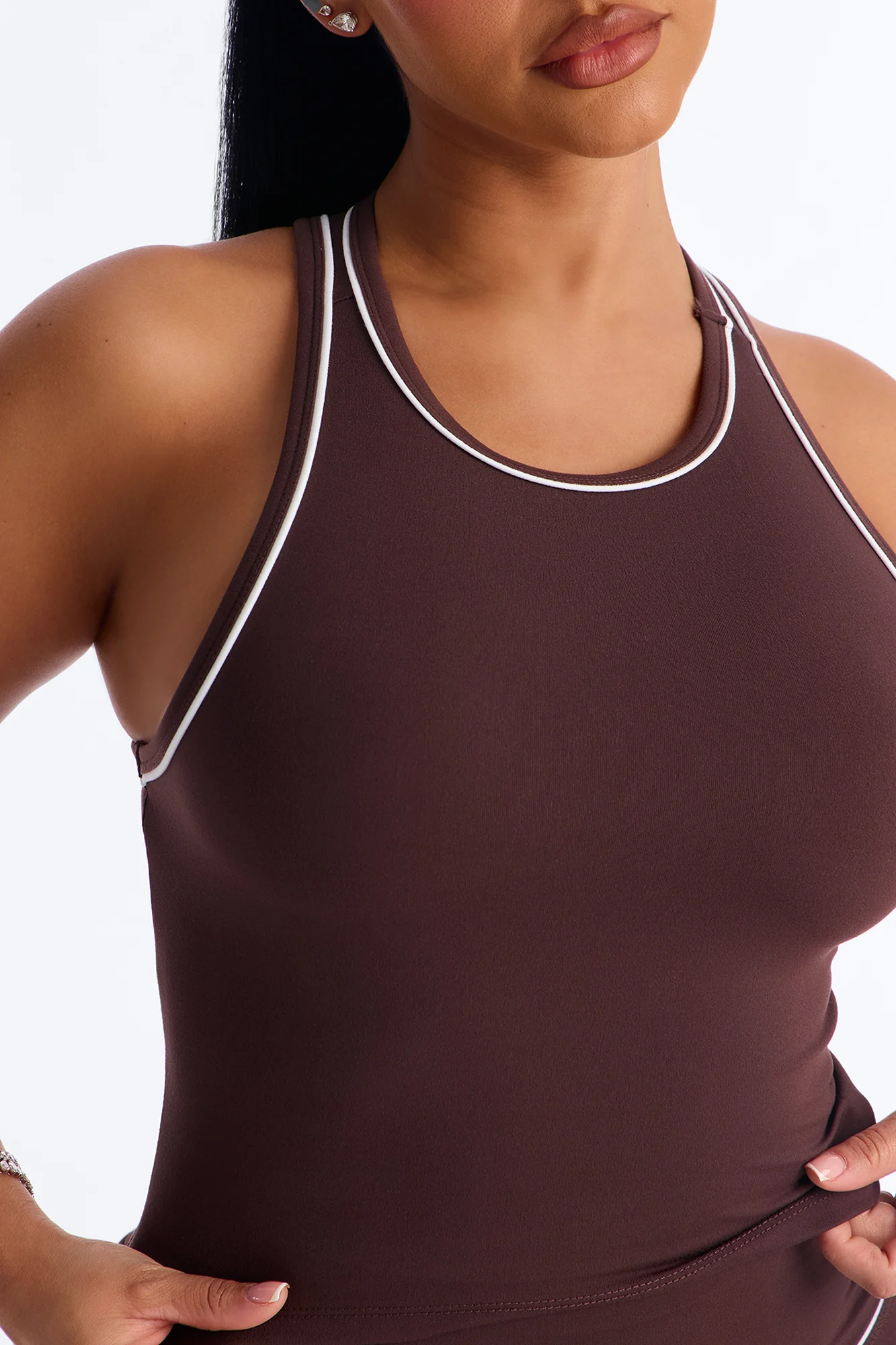 Mia Tricot Lounge Sports Tank Top - Chocolate - Image 3
