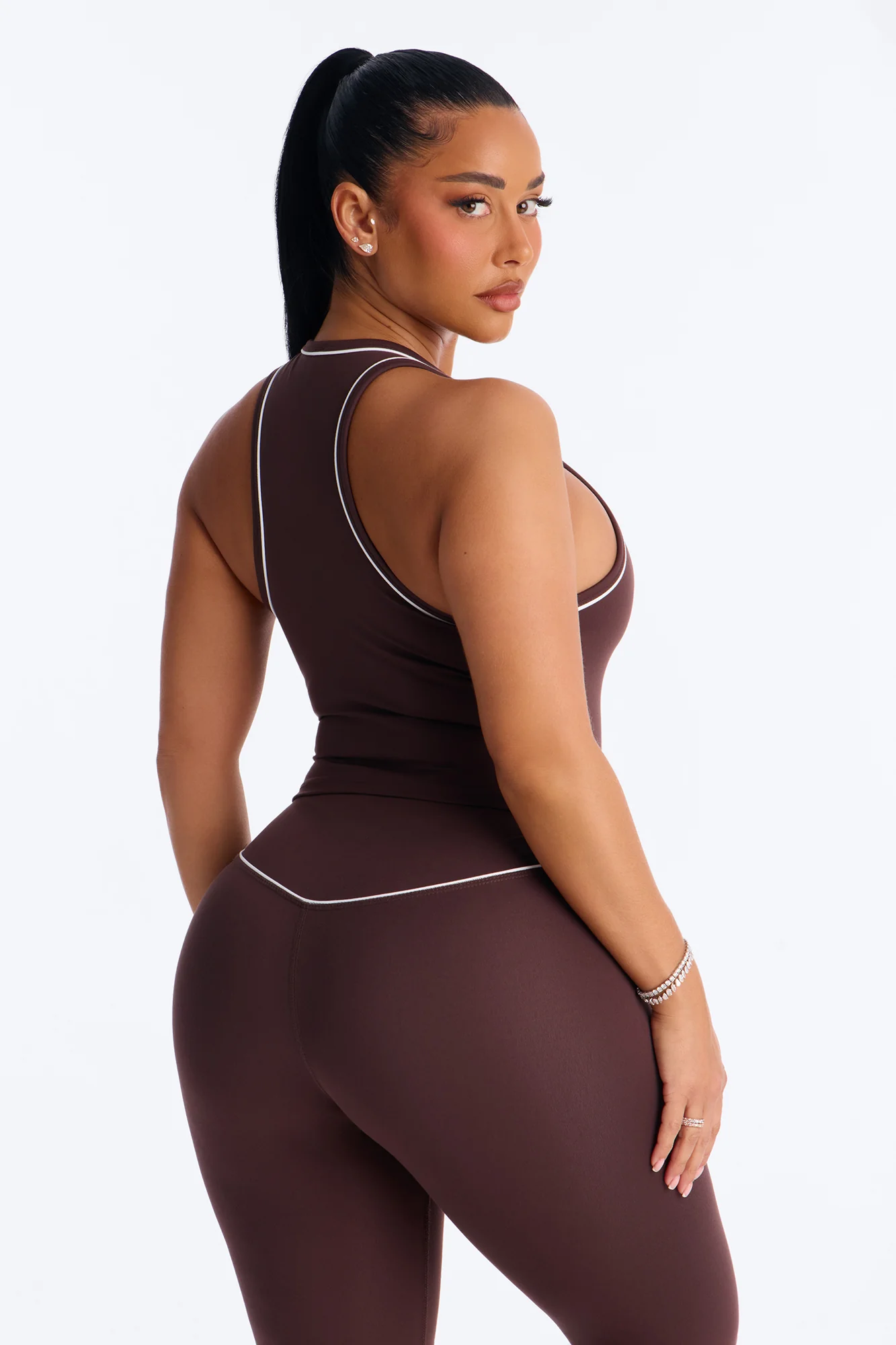 Mia Tricot Lounge Sports Tank Top - Chocolate - Image 4