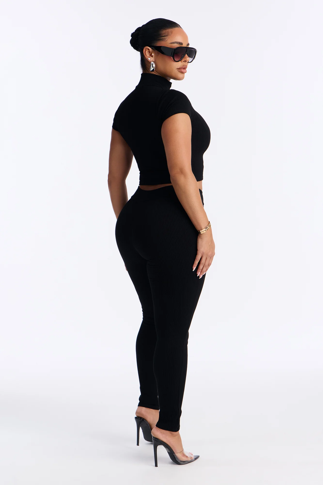 Mia Zip Snatched Pant Set - Black - Image 4