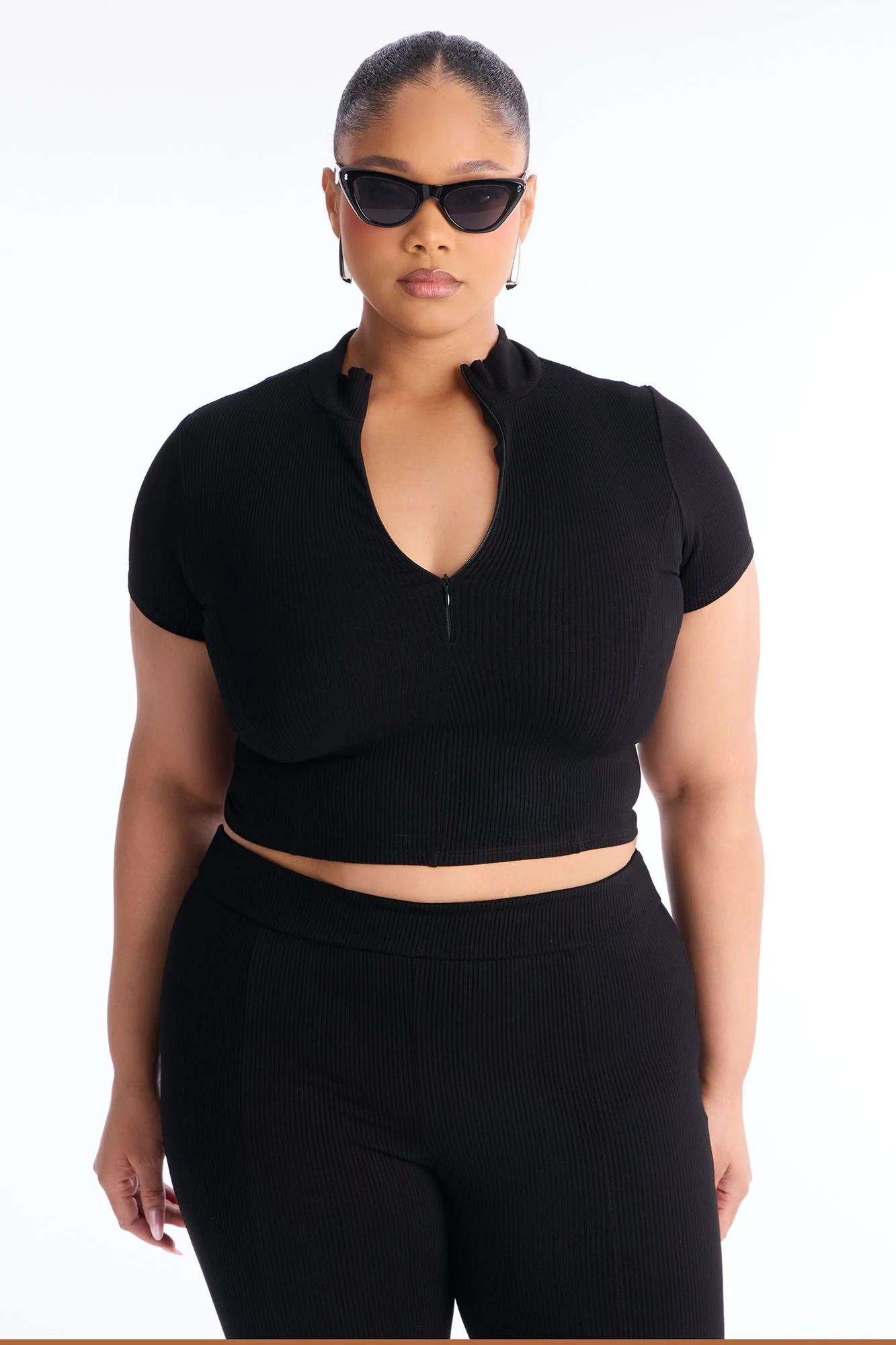 Mia Zip Snatched Pant Set - Black - Image 6