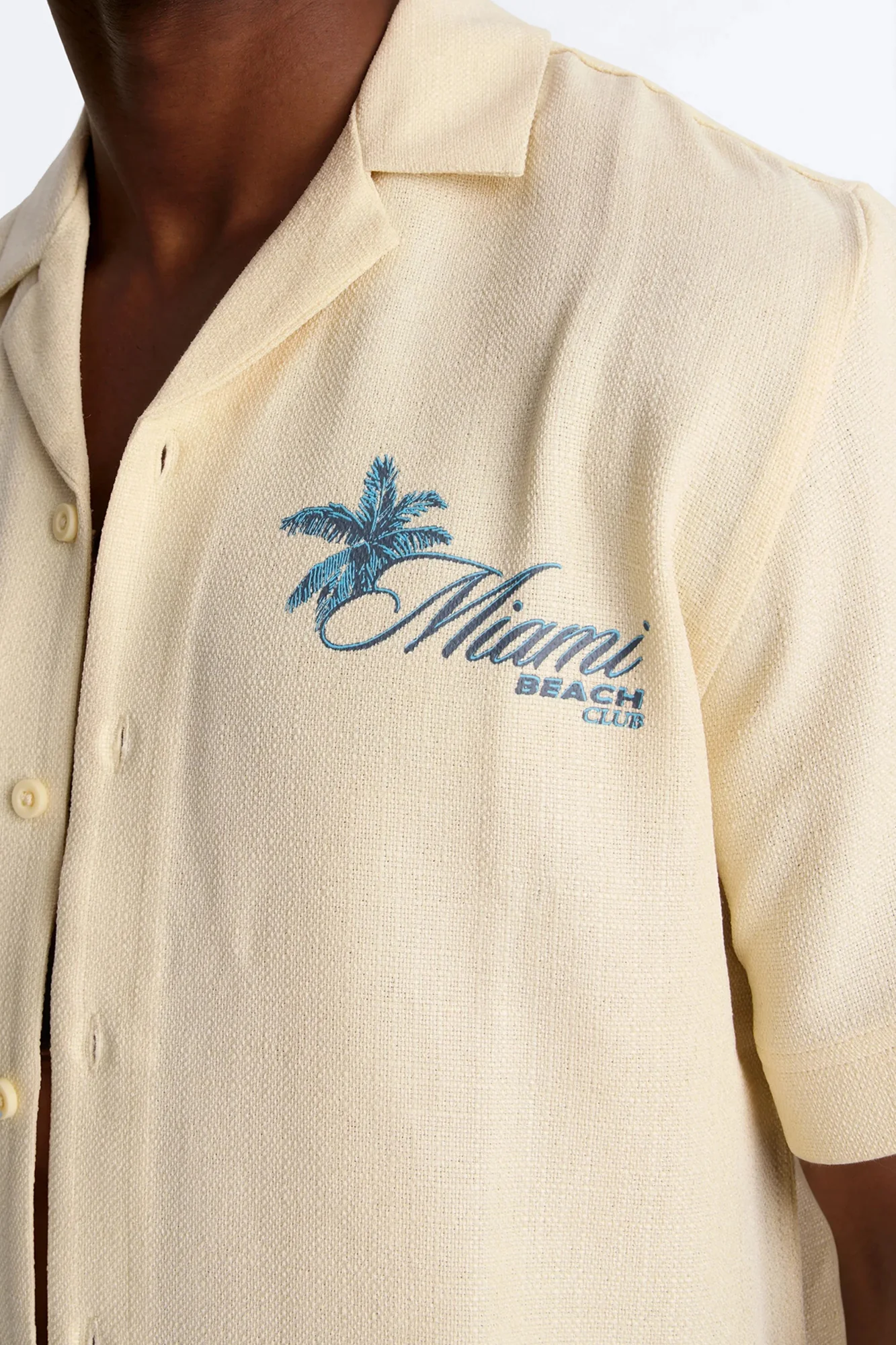 Miami Beach Club Button Up Shirt - Butter Yellow - Image 3