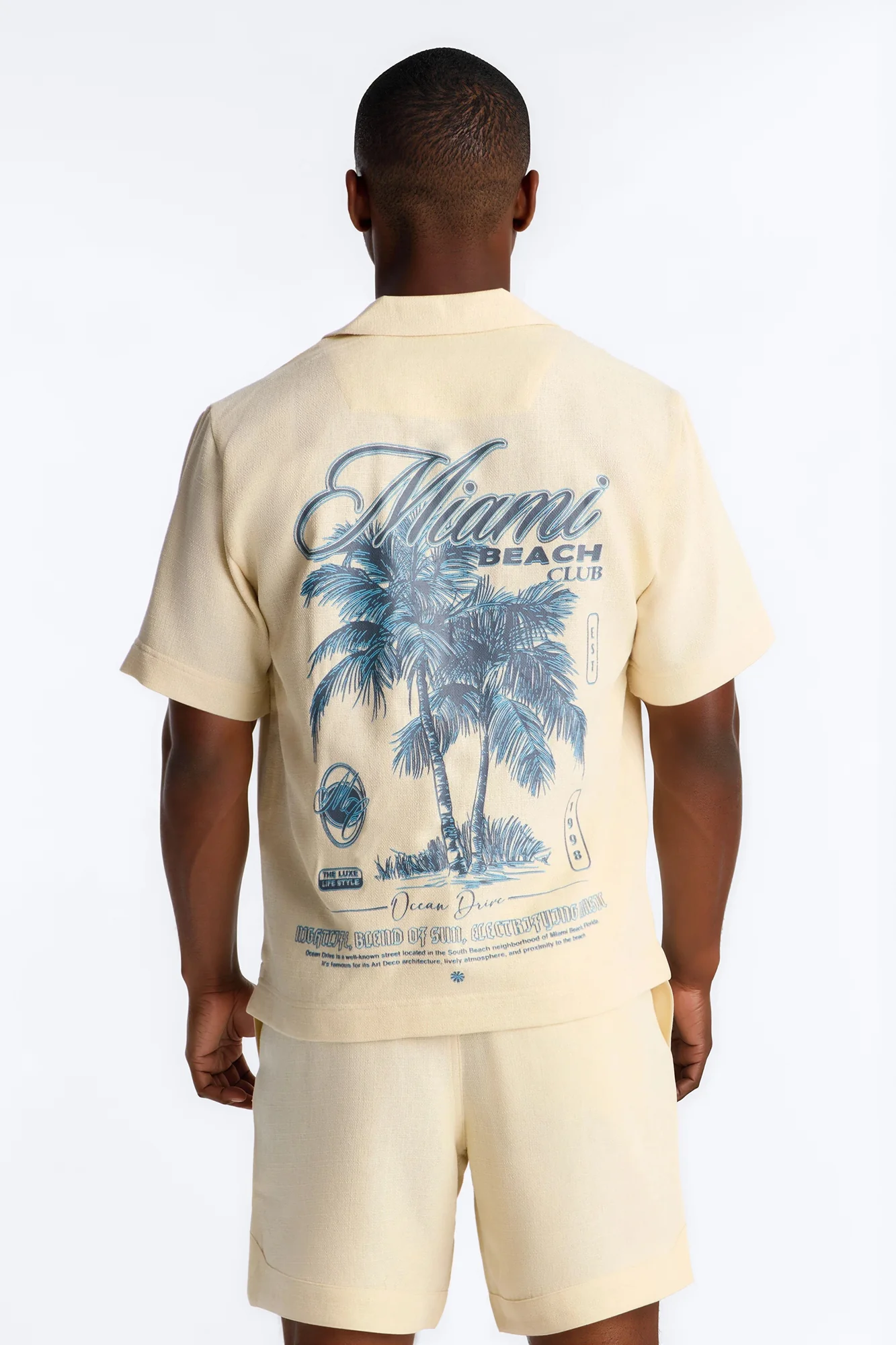 Miami Beach Club Button Up Shirt - Butter Yellow - Image 4