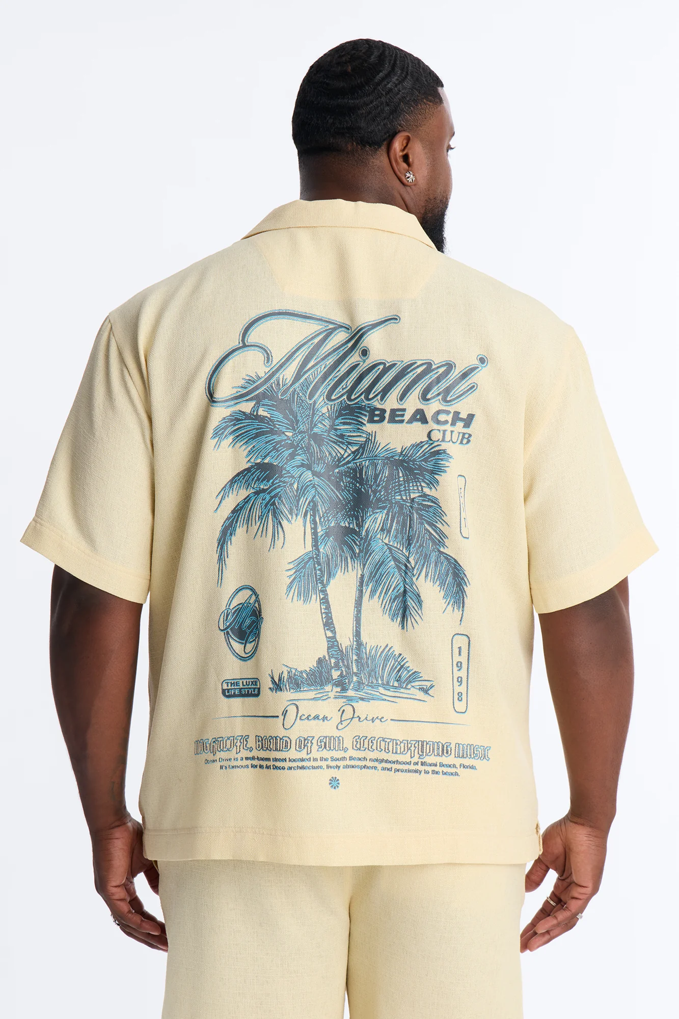 Miami Beach Club Button Up Shirt - Butter Yellow - Image 5