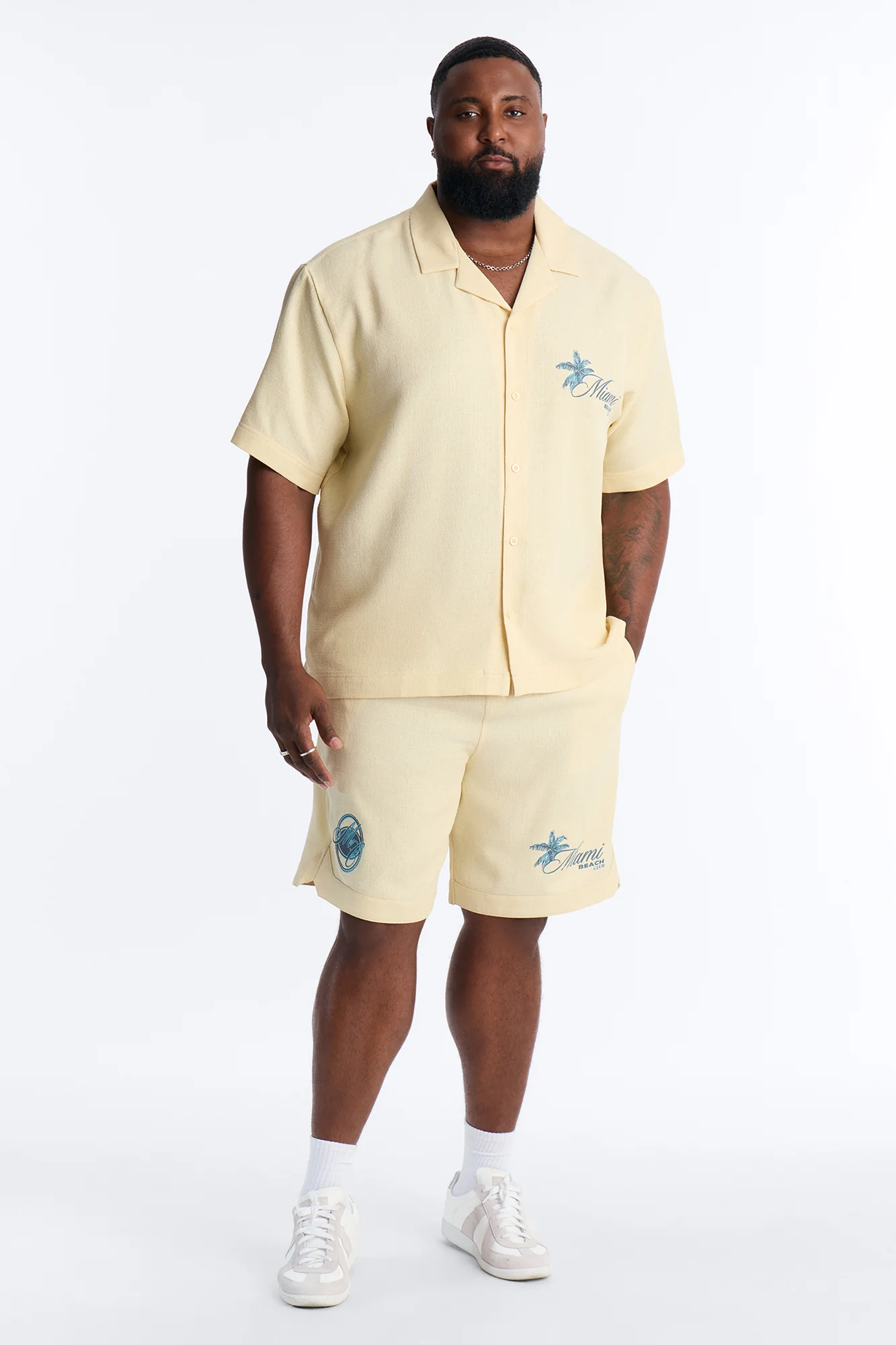 Miami Beach Club Button Up Shirt - Butter Yellow - Image 6