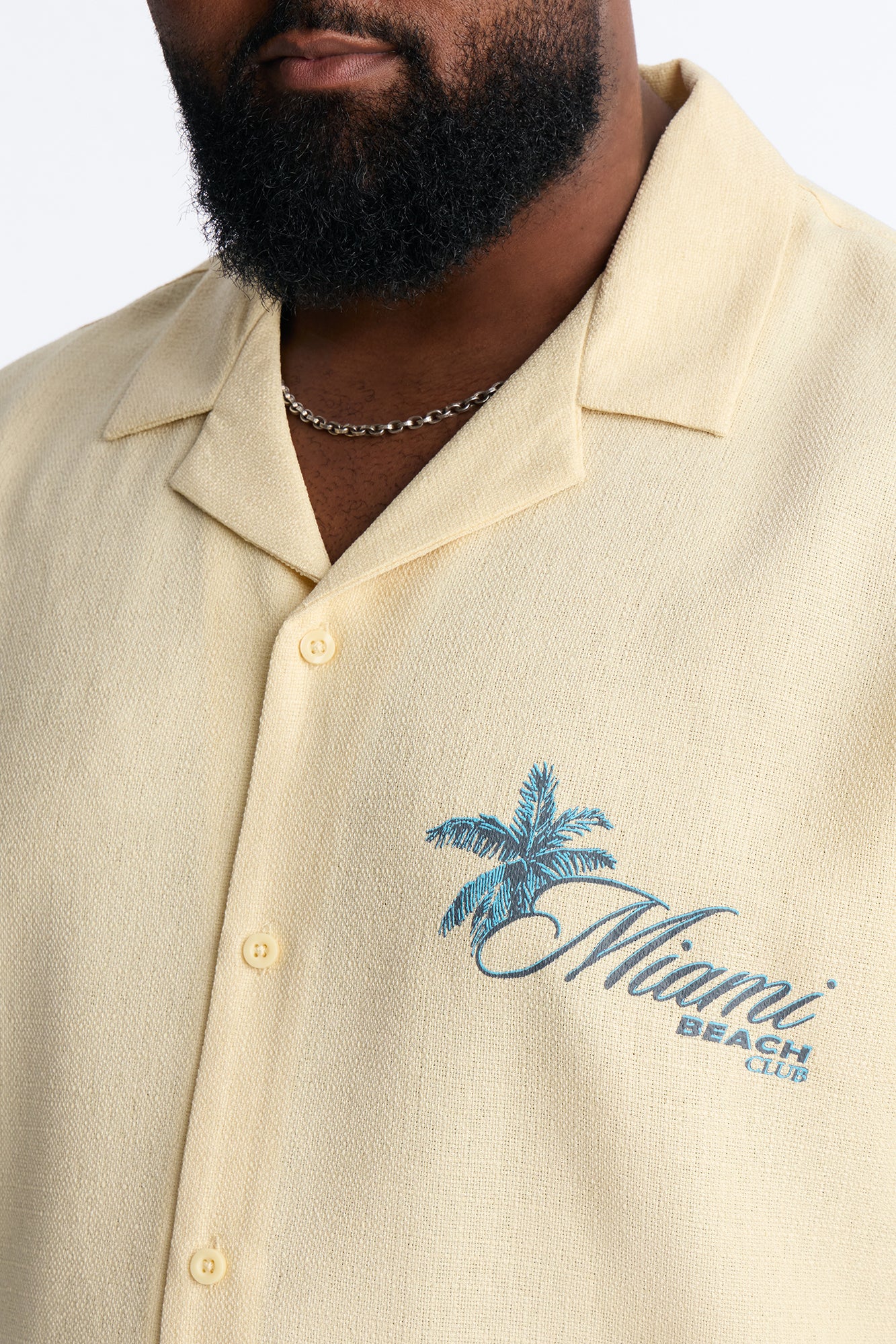 Miami Beach Club Button Up Shirt - Butter Yellow - Image 7