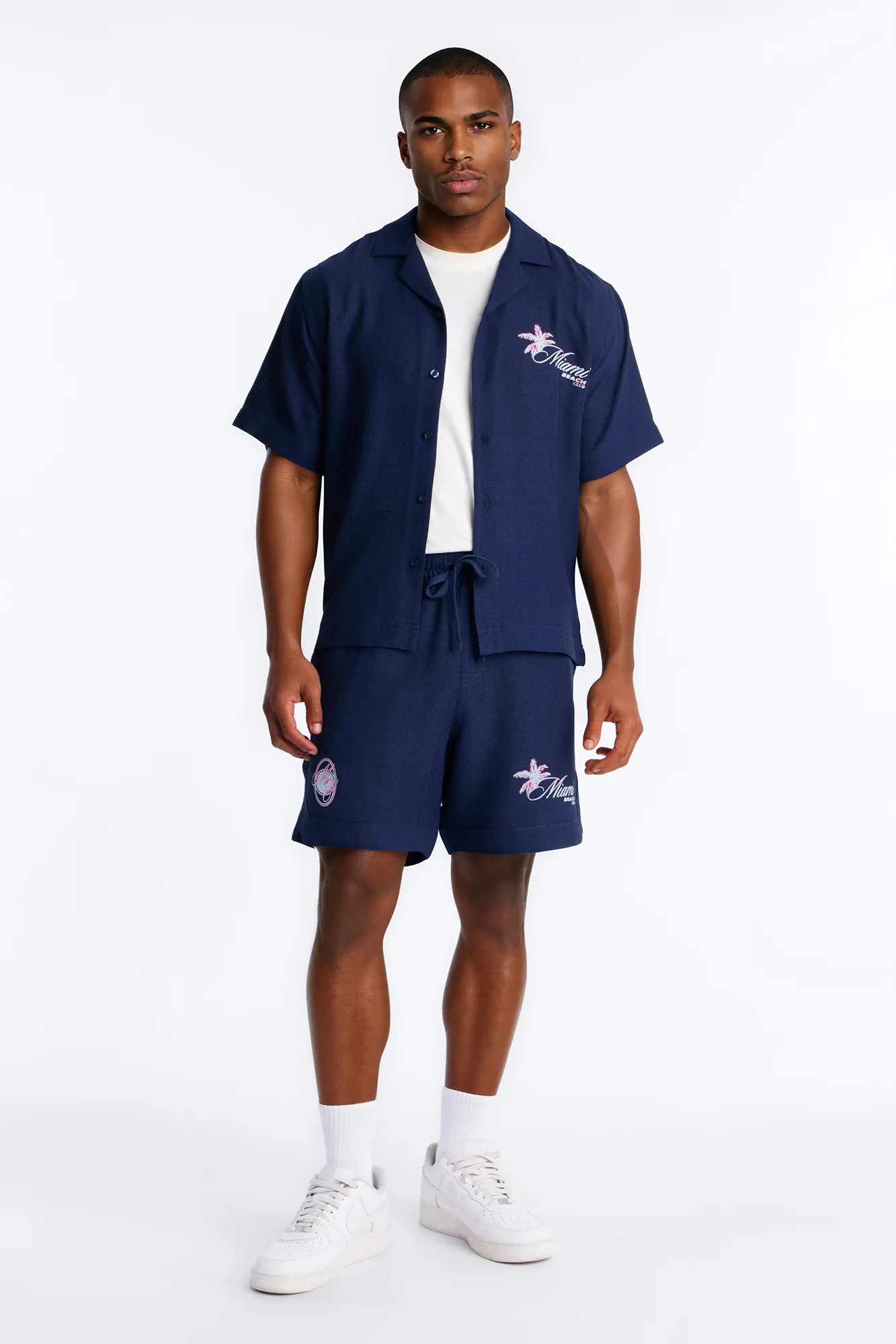 Miami Beach Club Button Up Shirt - Navy - Image 2
