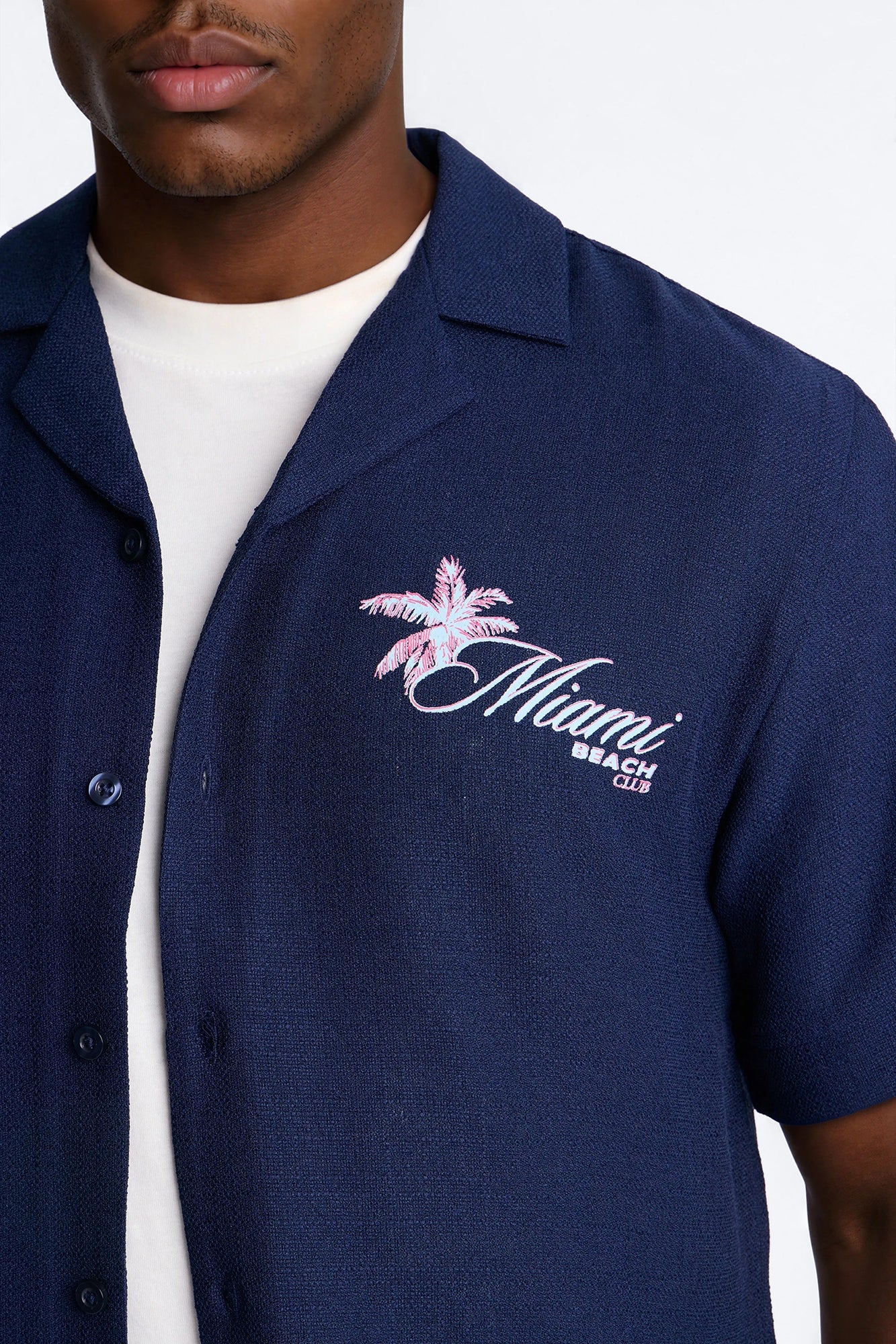 Miami Beach Club Button Up Shirt - Navy - Image 4