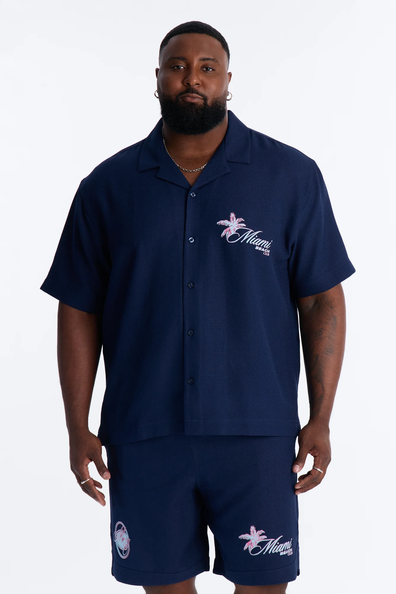 Miami Beach Club Button Up Shirt - Navy - Image 6