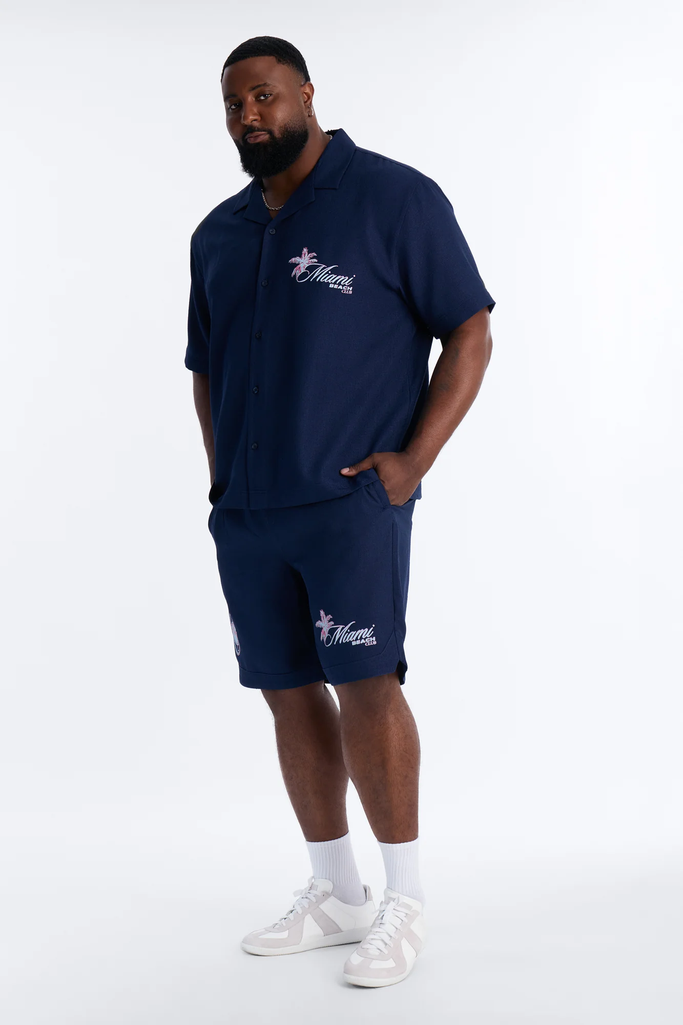 Miami Beach Club Button Up Shirt - Navy - Image 7