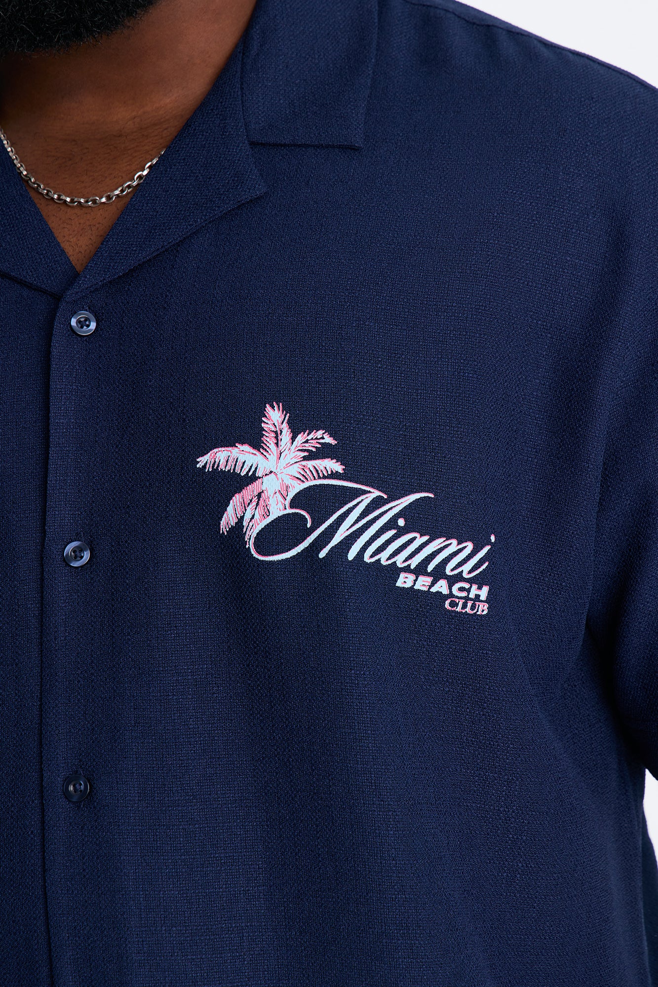 Miami Beach Club Button Up Shirt - Navy - Image 8