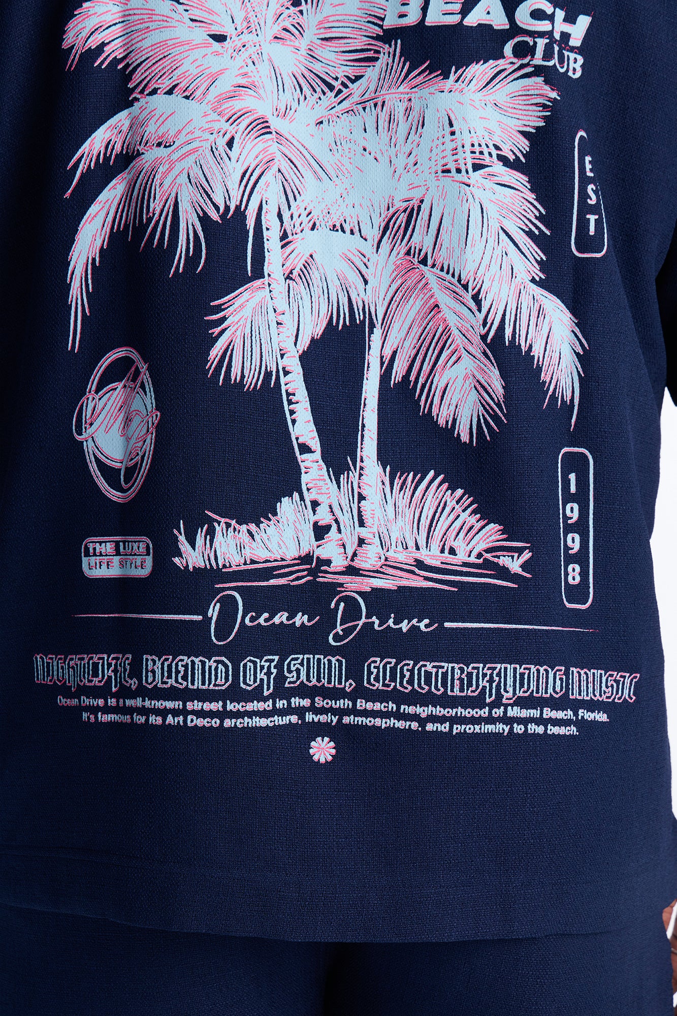 Miami Beach Club Button Up Shirt - Navy - Image 9