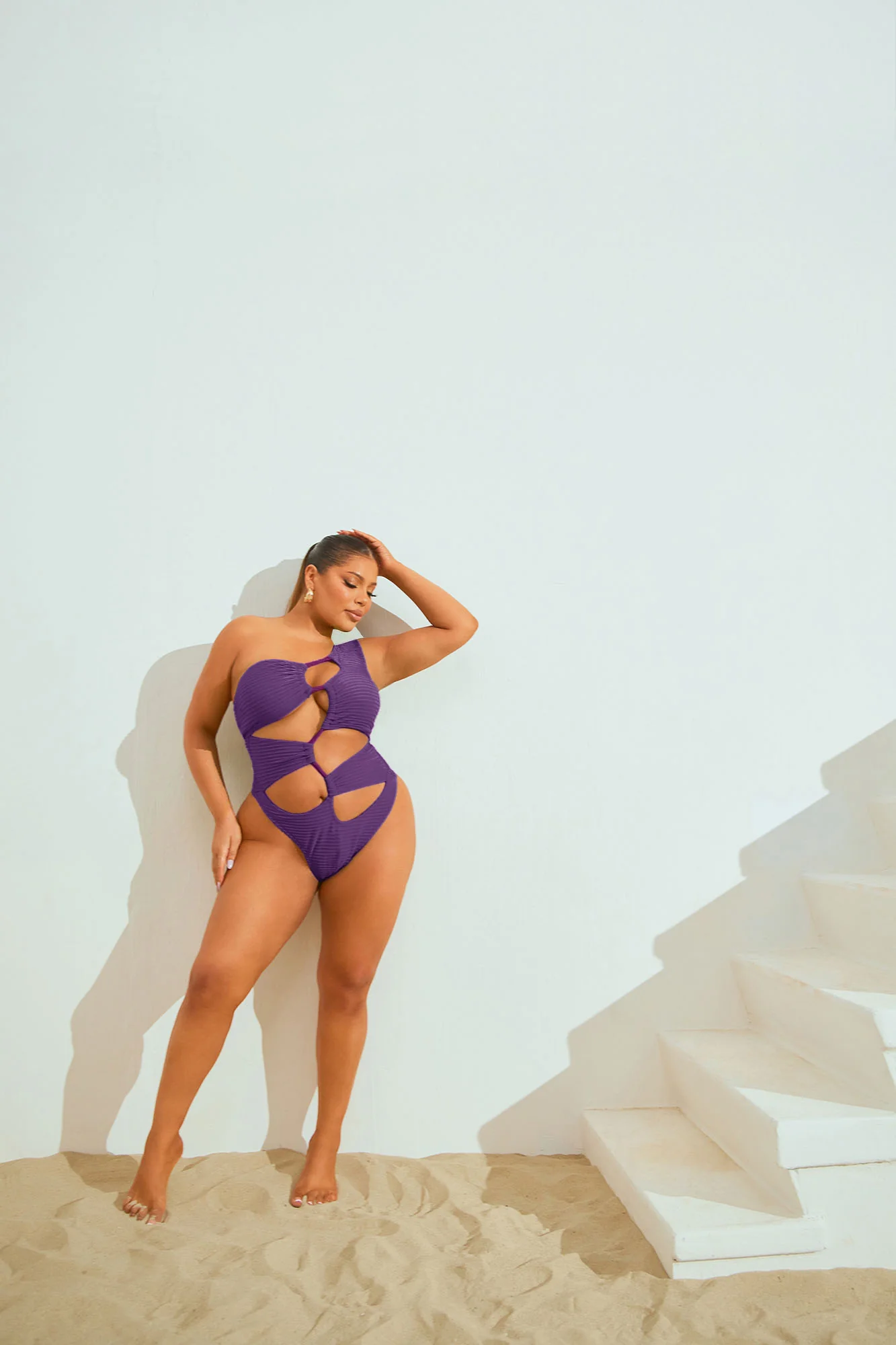 Michelle Cutout 1 Piece Swimsuit - Purple - Image 6