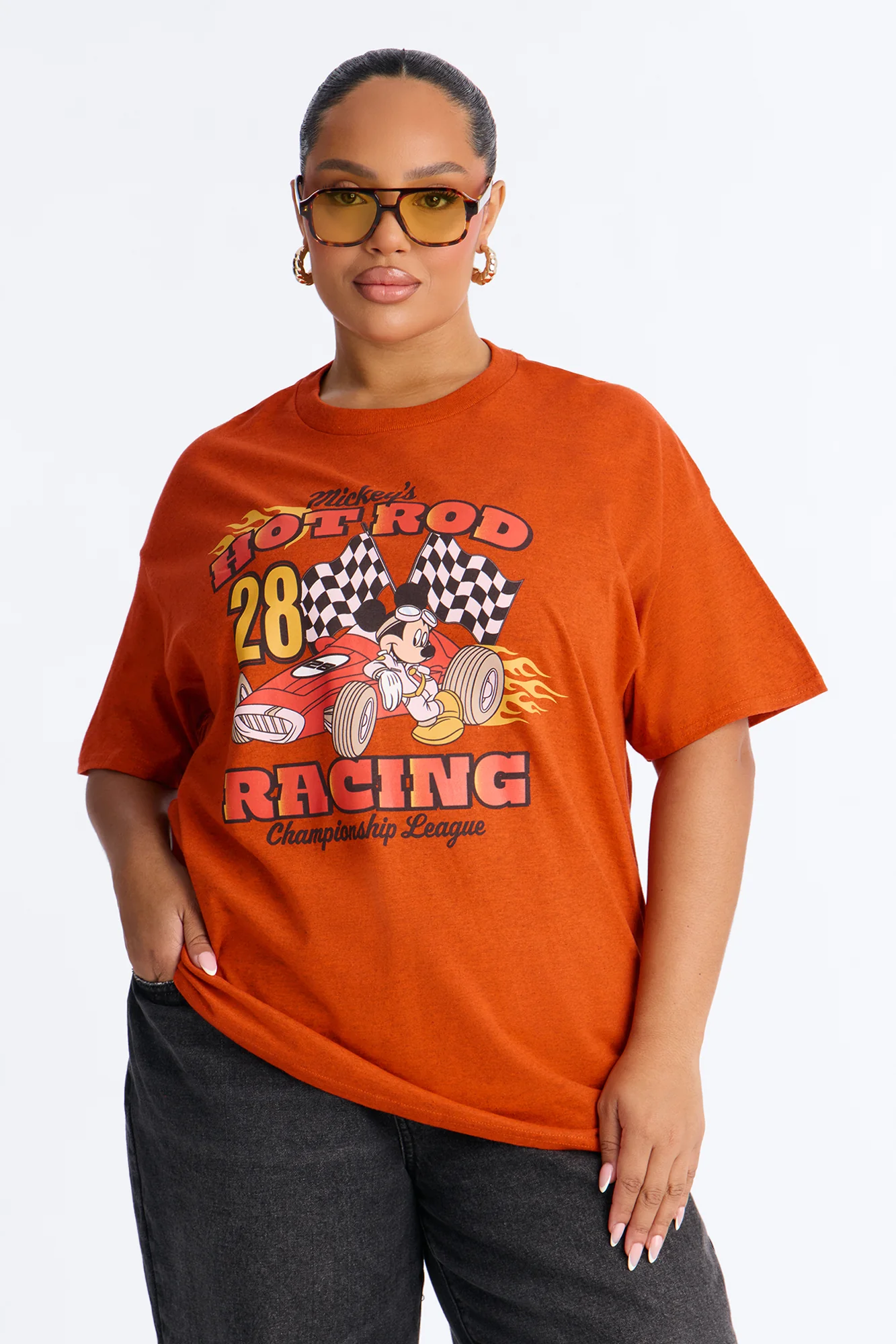 Mickey Racing Hot Rod Tee - Orange - Image 4