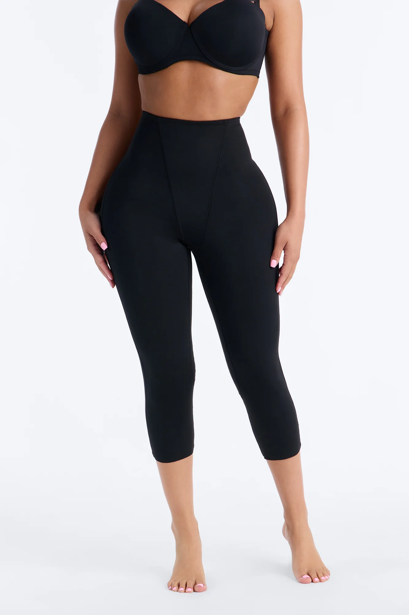 Mid Compression Shapewear Capri Pant - Black - Image 3